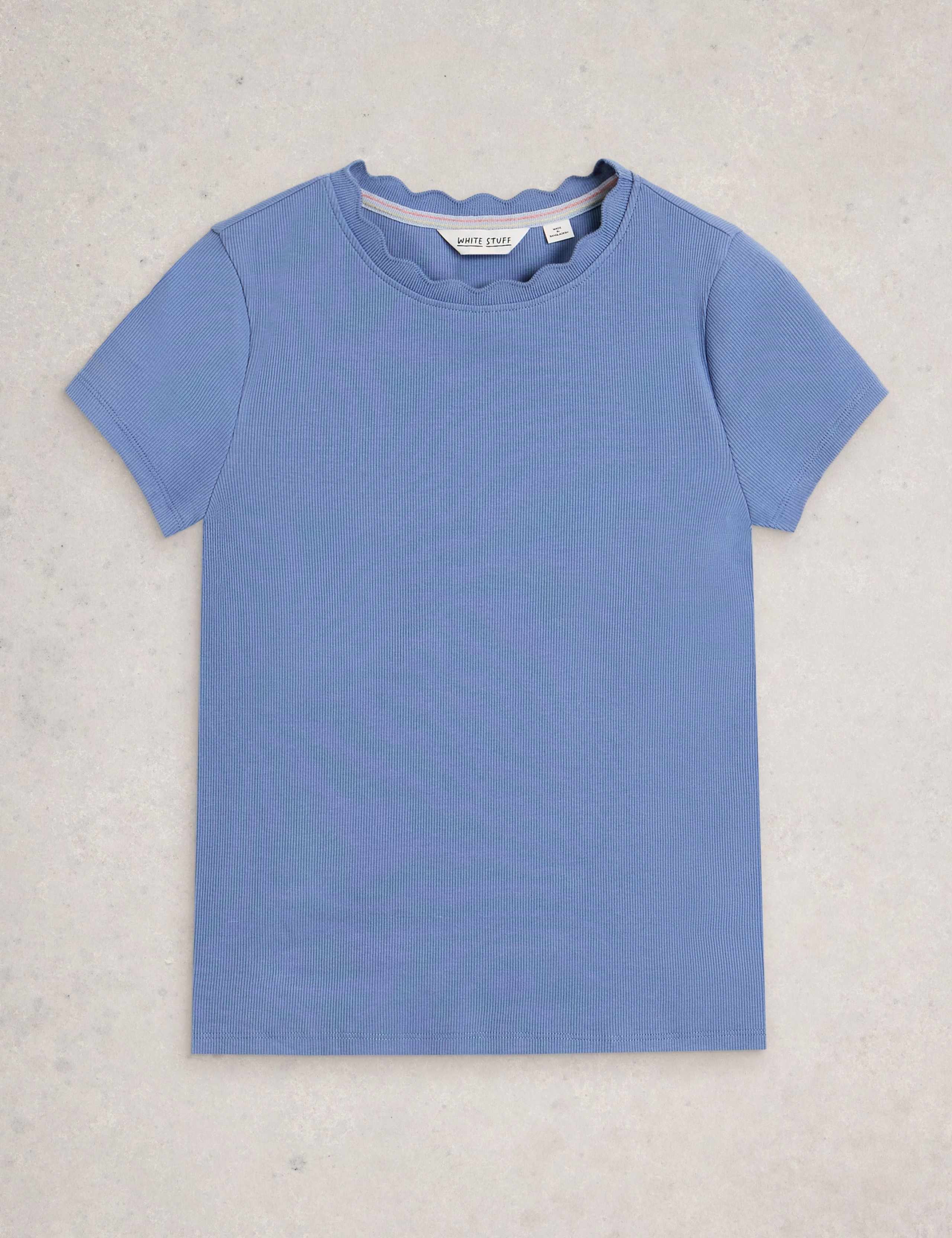 Cotton Rich Ribbed Scallop T-Shirt 2 of 6
