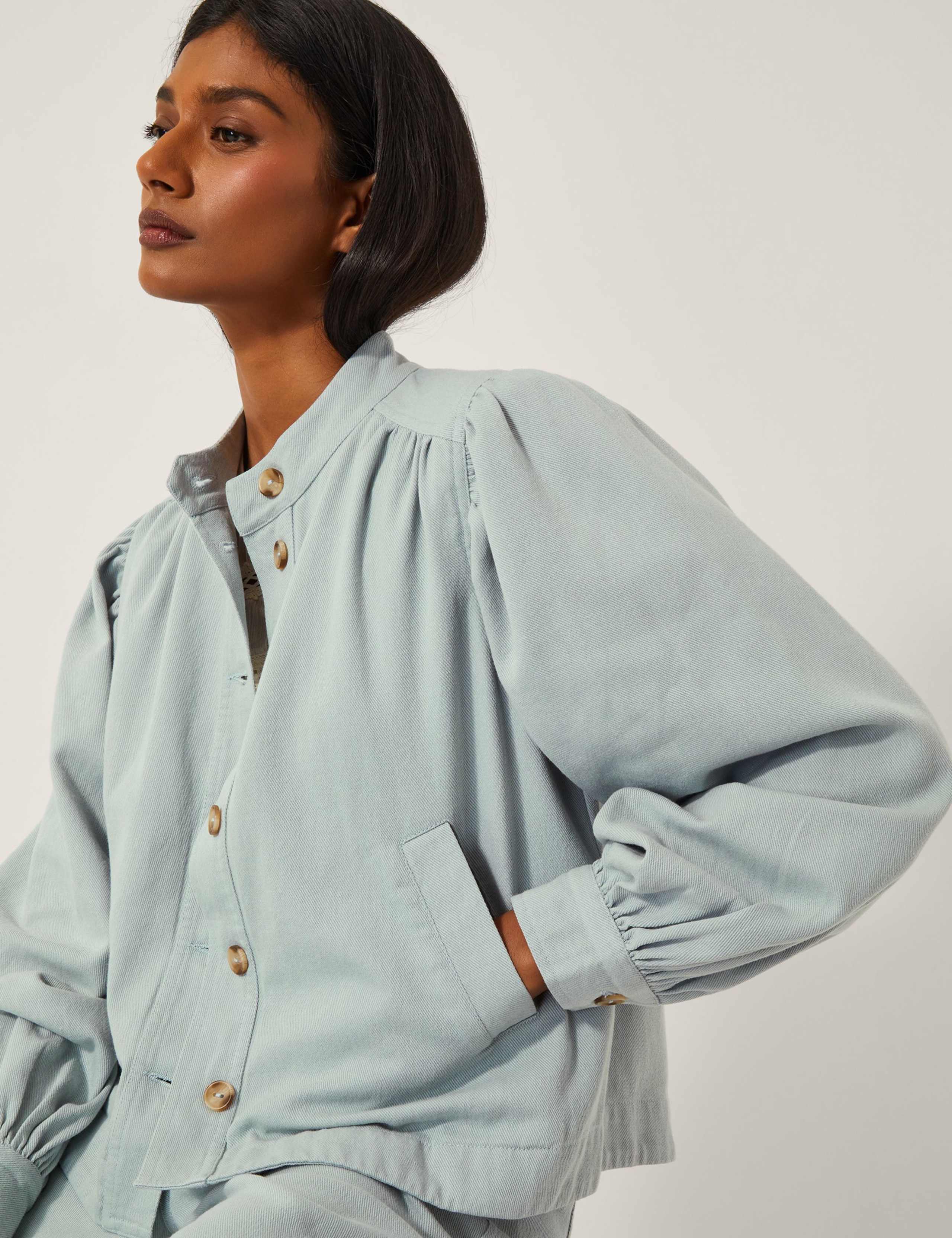 Pure Cotton Denim Puff Sleeve Jacket 3 of 4