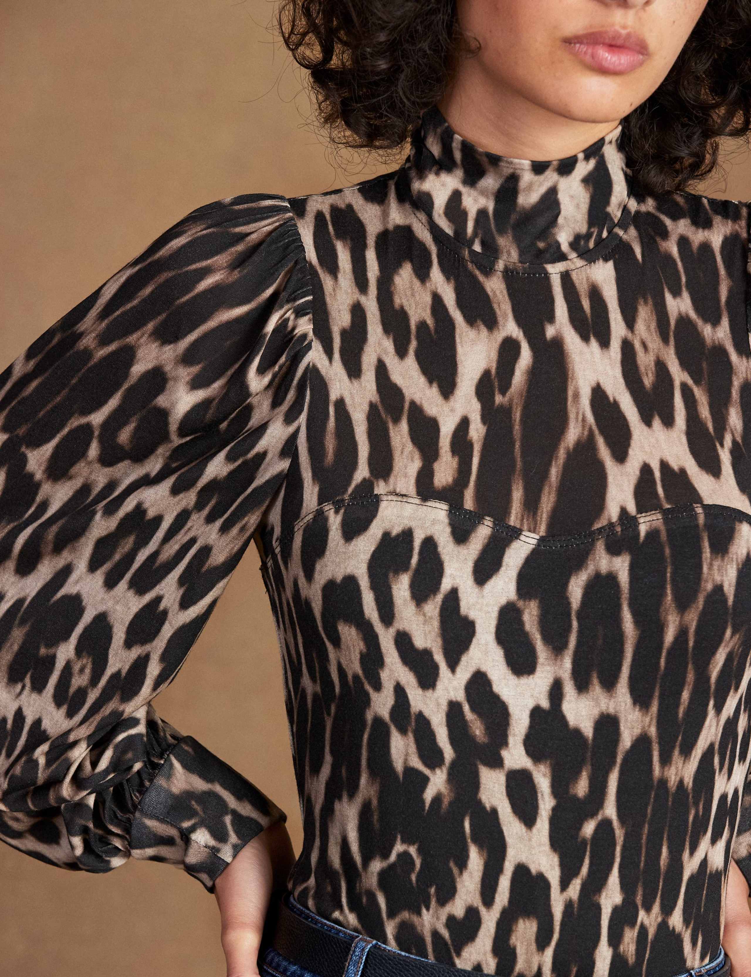 Leopard Print Puff Sleeve Bodysuit 5 of 5