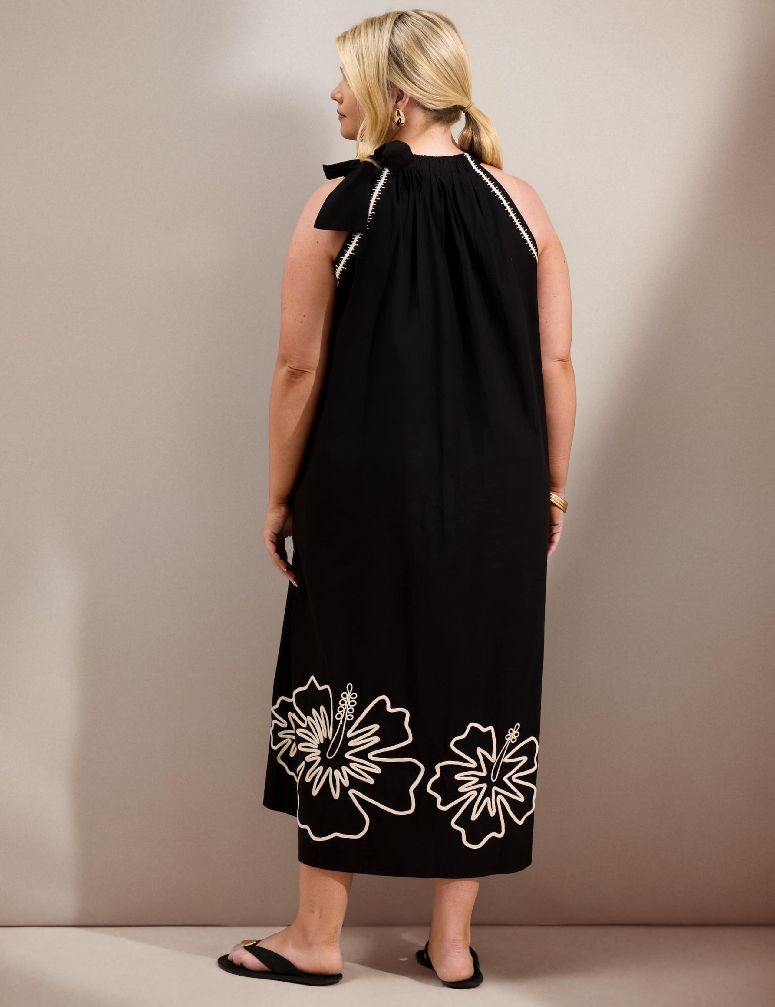 Pure Cotton Embroidered Halter Neck Dress 2 of 5