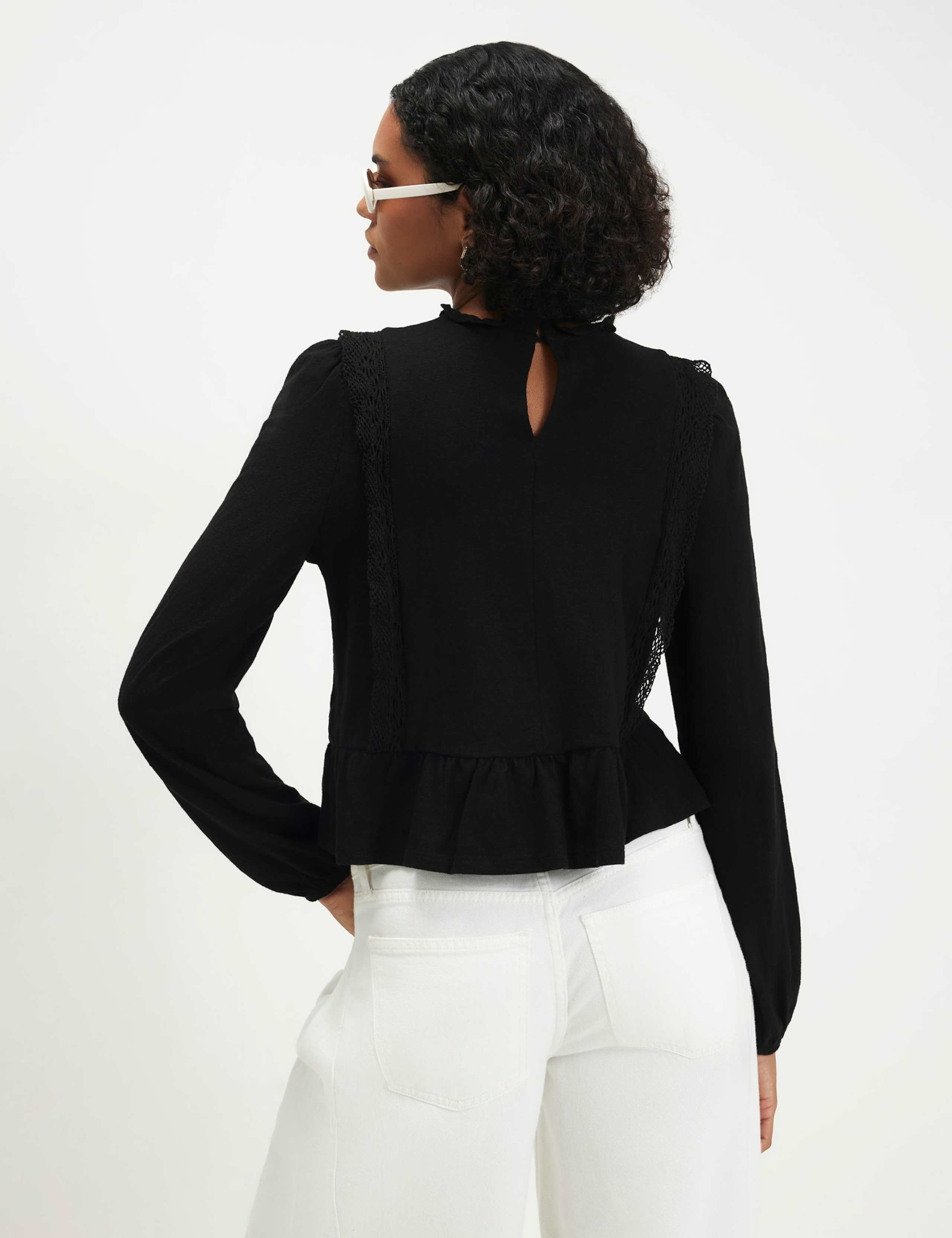 Jersey Floral Broderie High Neck Blouse 2 of 6