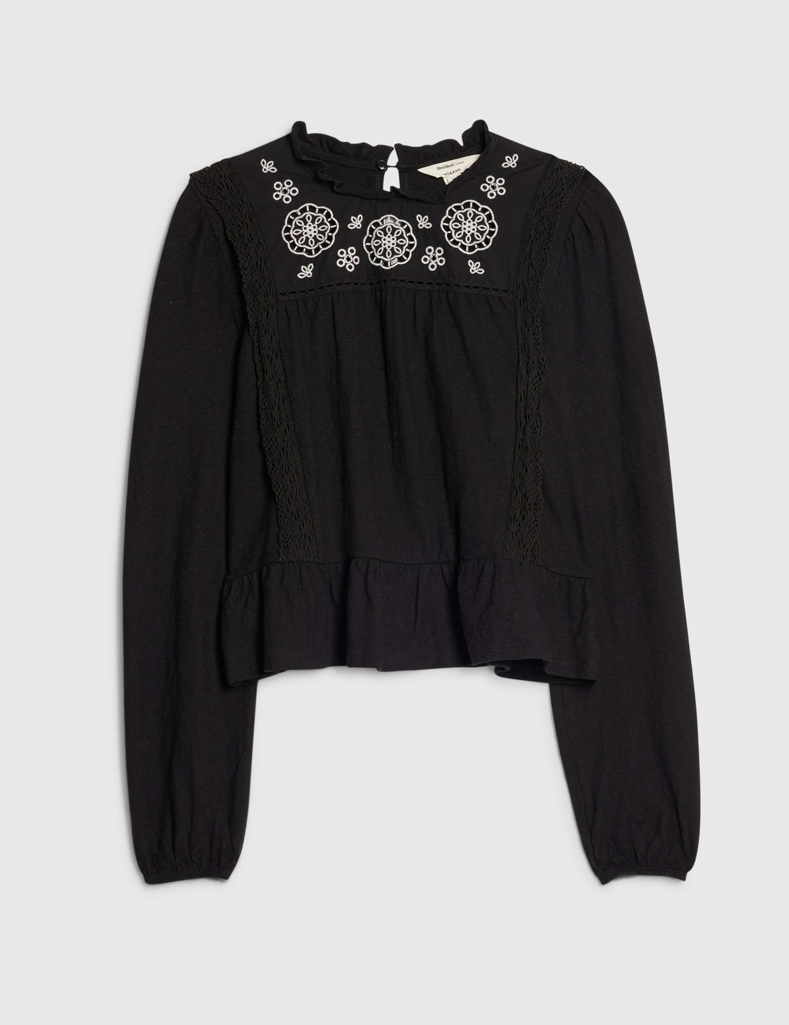 Jersey Floral Broderie High Neck Blouse 3 of 6