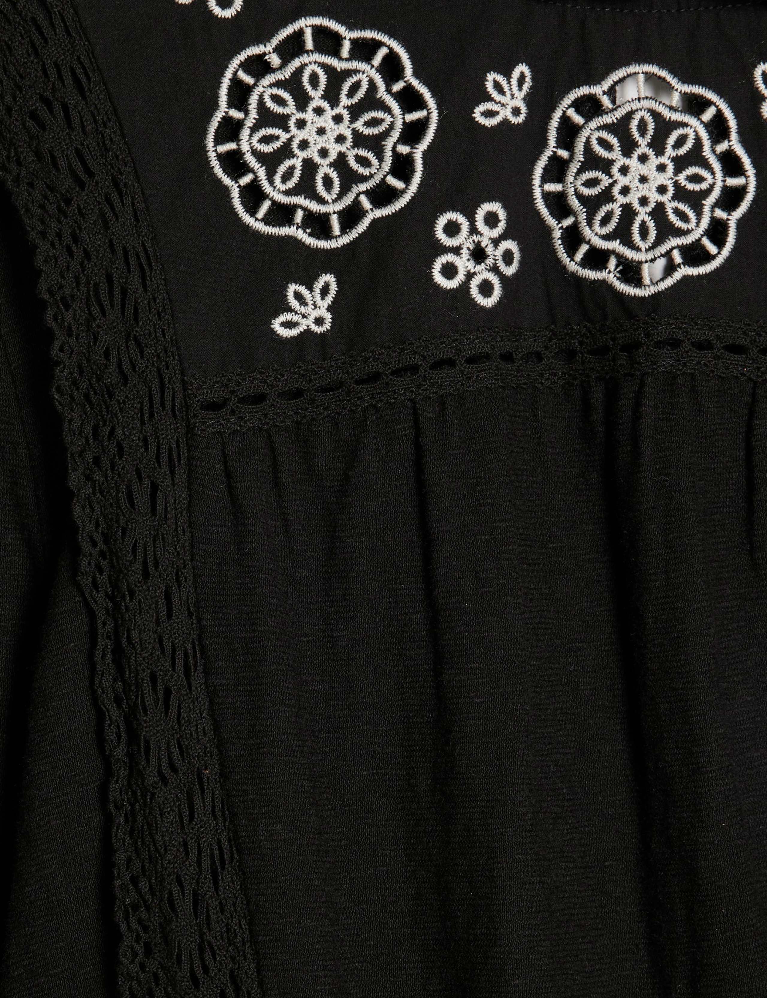 Jersey Floral Broderie High Neck Blouse 5 of 6