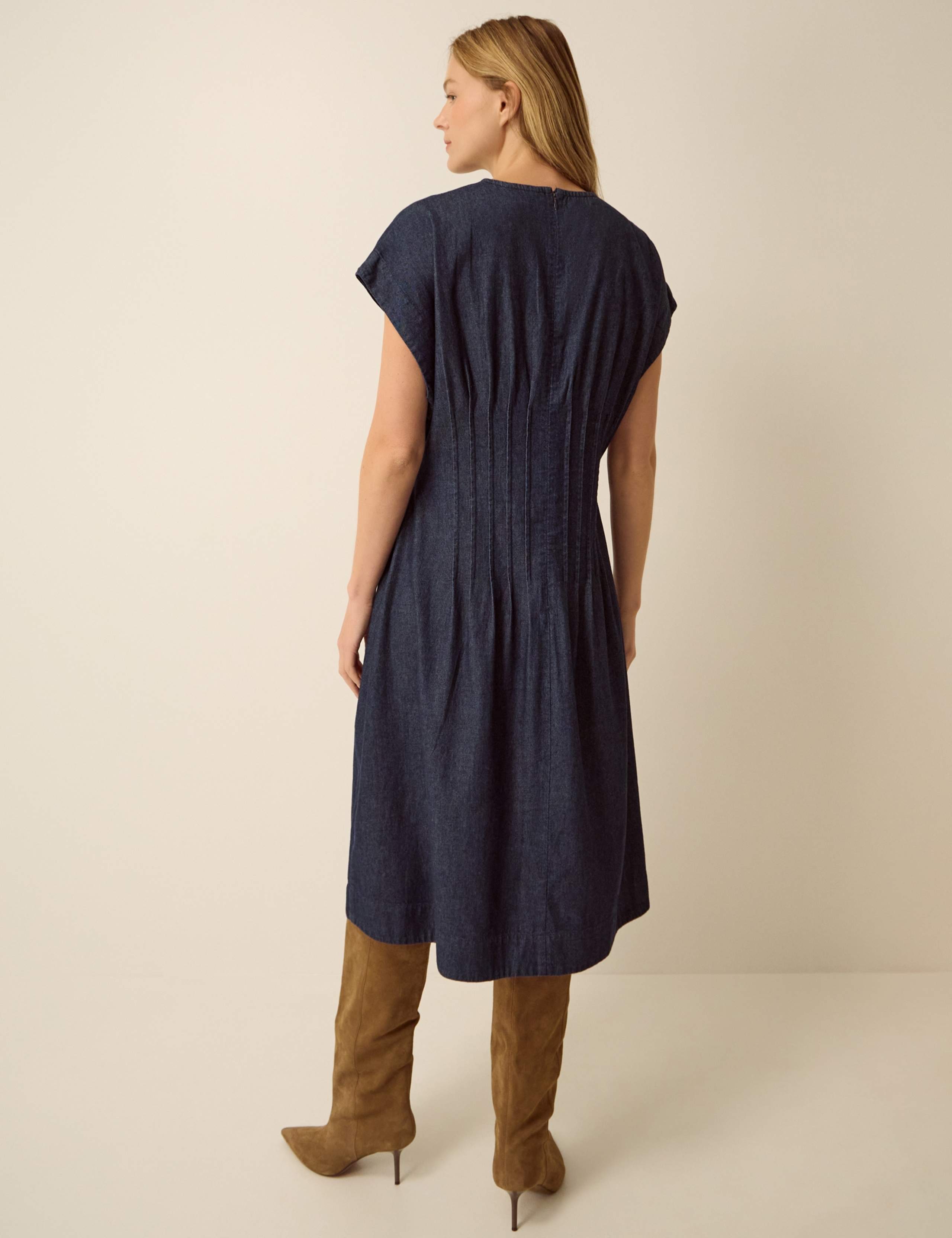 Denim Pleated Midi Dress with Lyocell 5 of 5