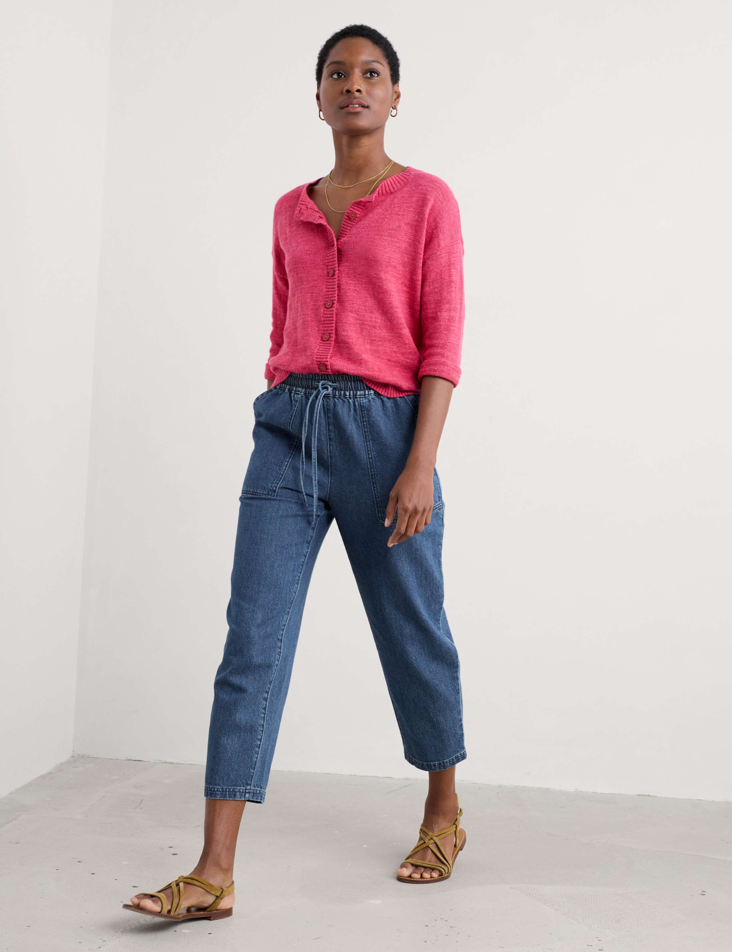 Cotton Rich Cardigan with Linen 4 of 4
