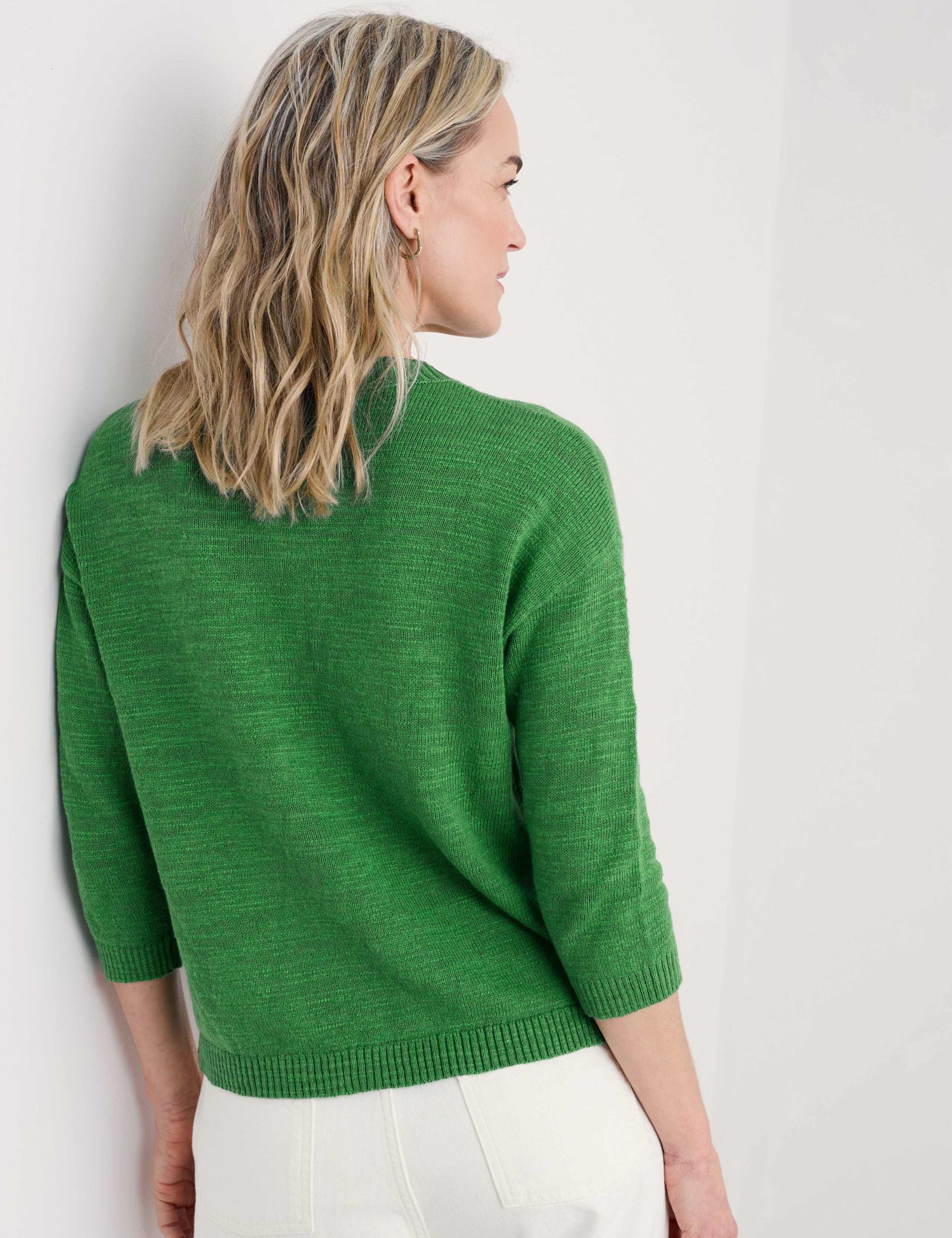 Cotton Rich Cardigan with Linen 4 of 4