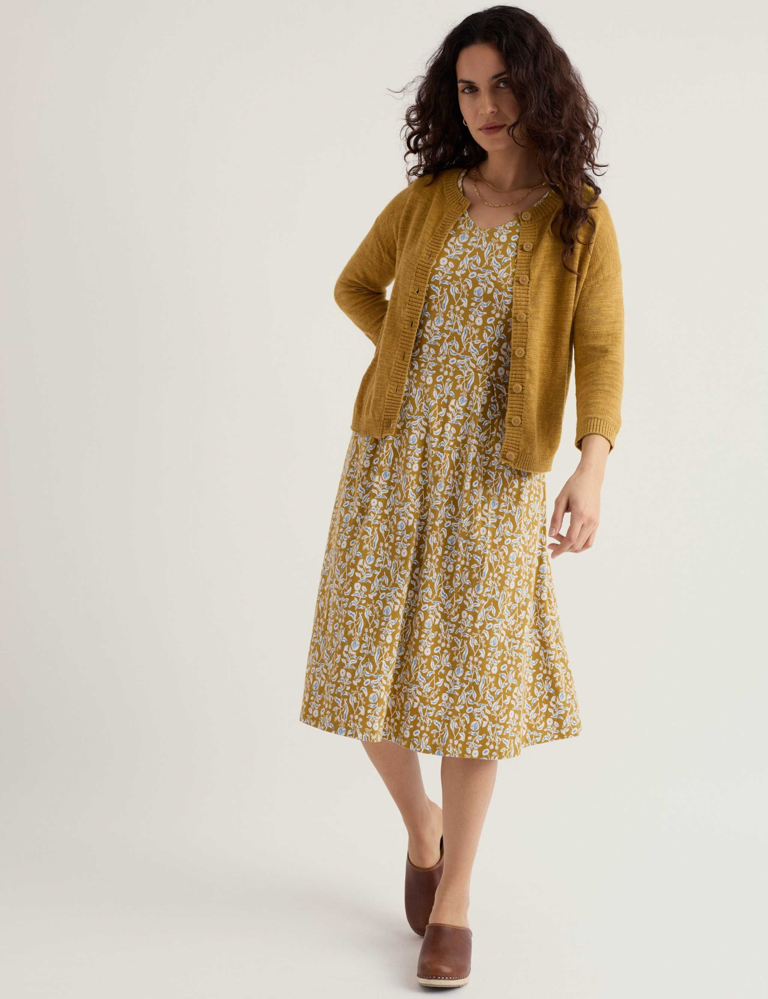 Cotton Rich Cardigan with Linen 1 of 5