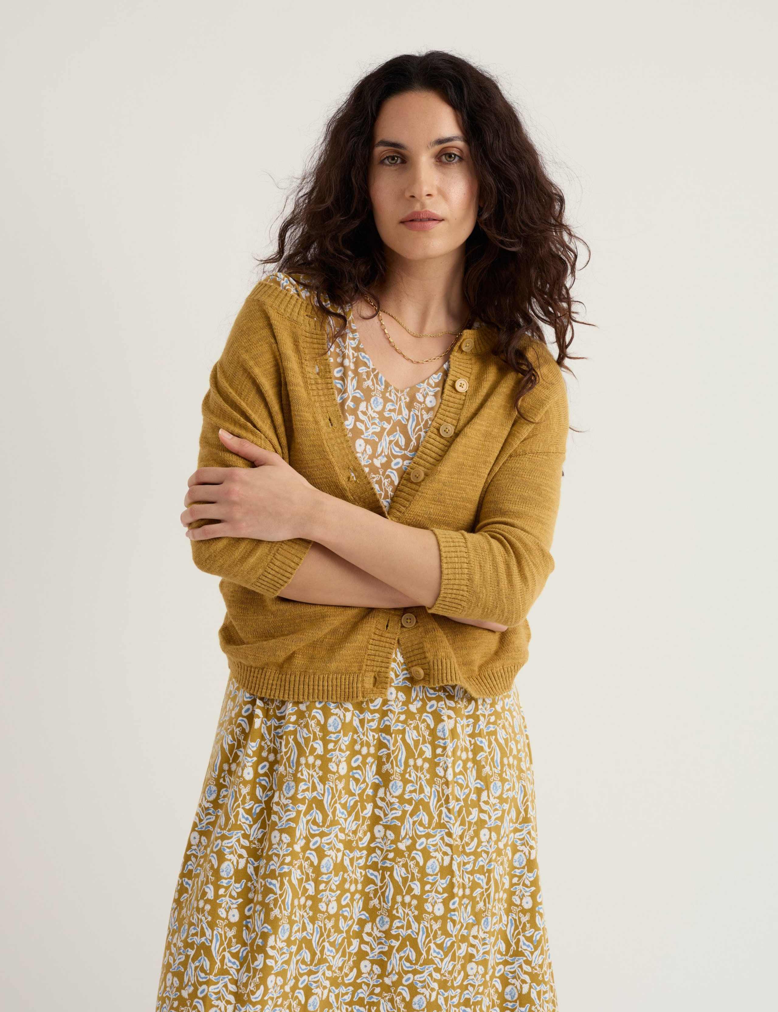 Cotton Rich Cardigan with Linen 3 of 5