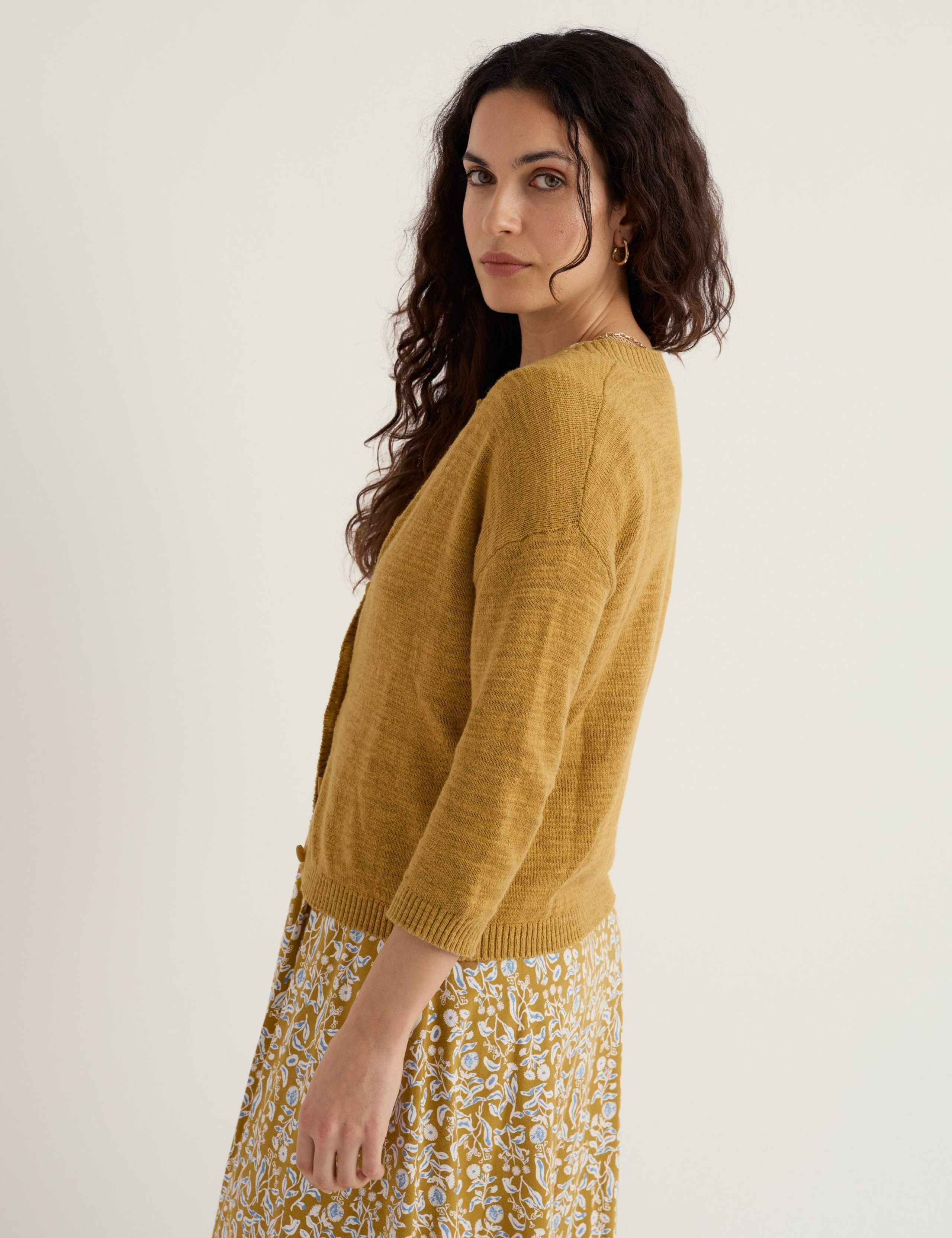 Cotton Rich Cardigan with Linen 4 of 5