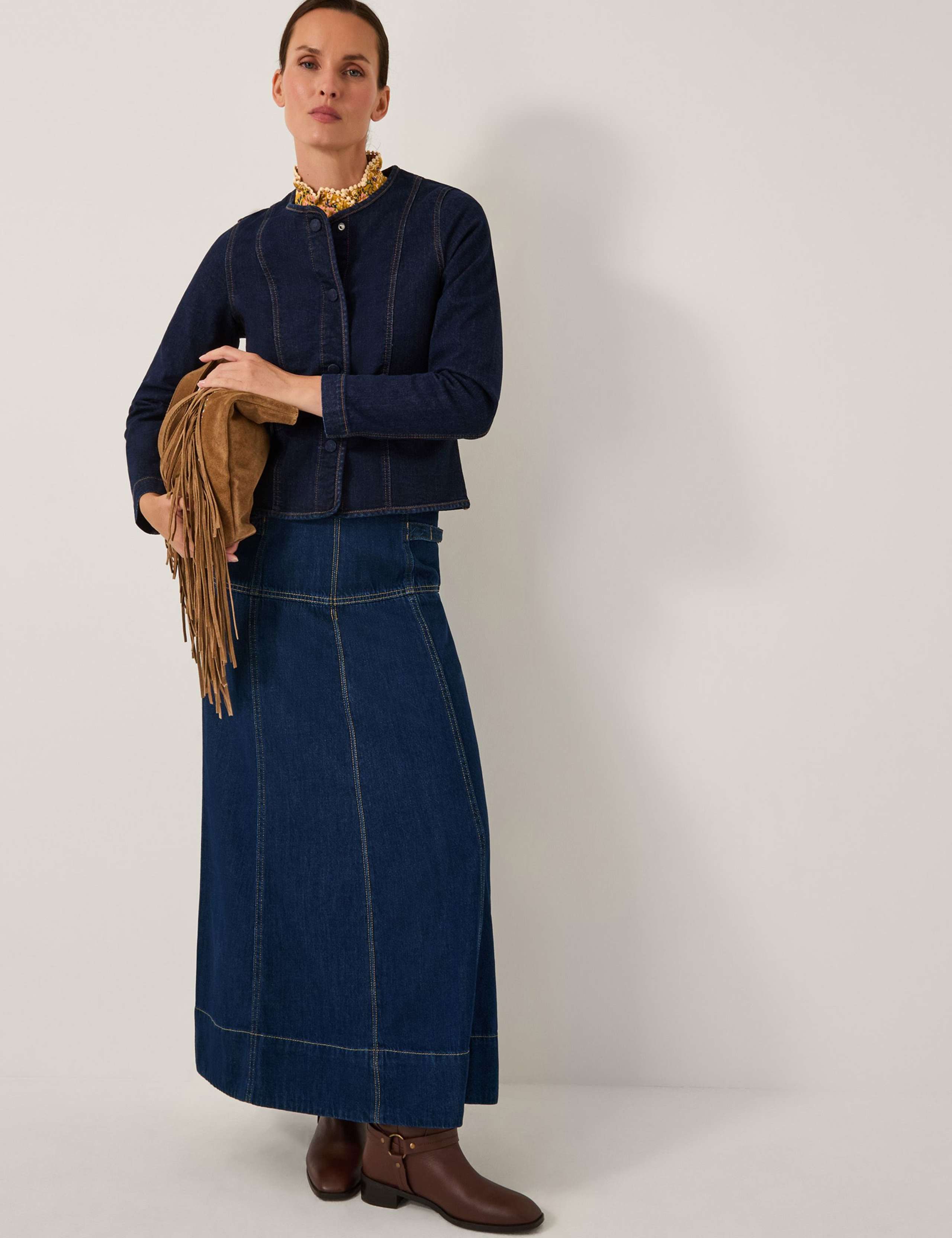 Denim Collarless Jacket 4 of 4