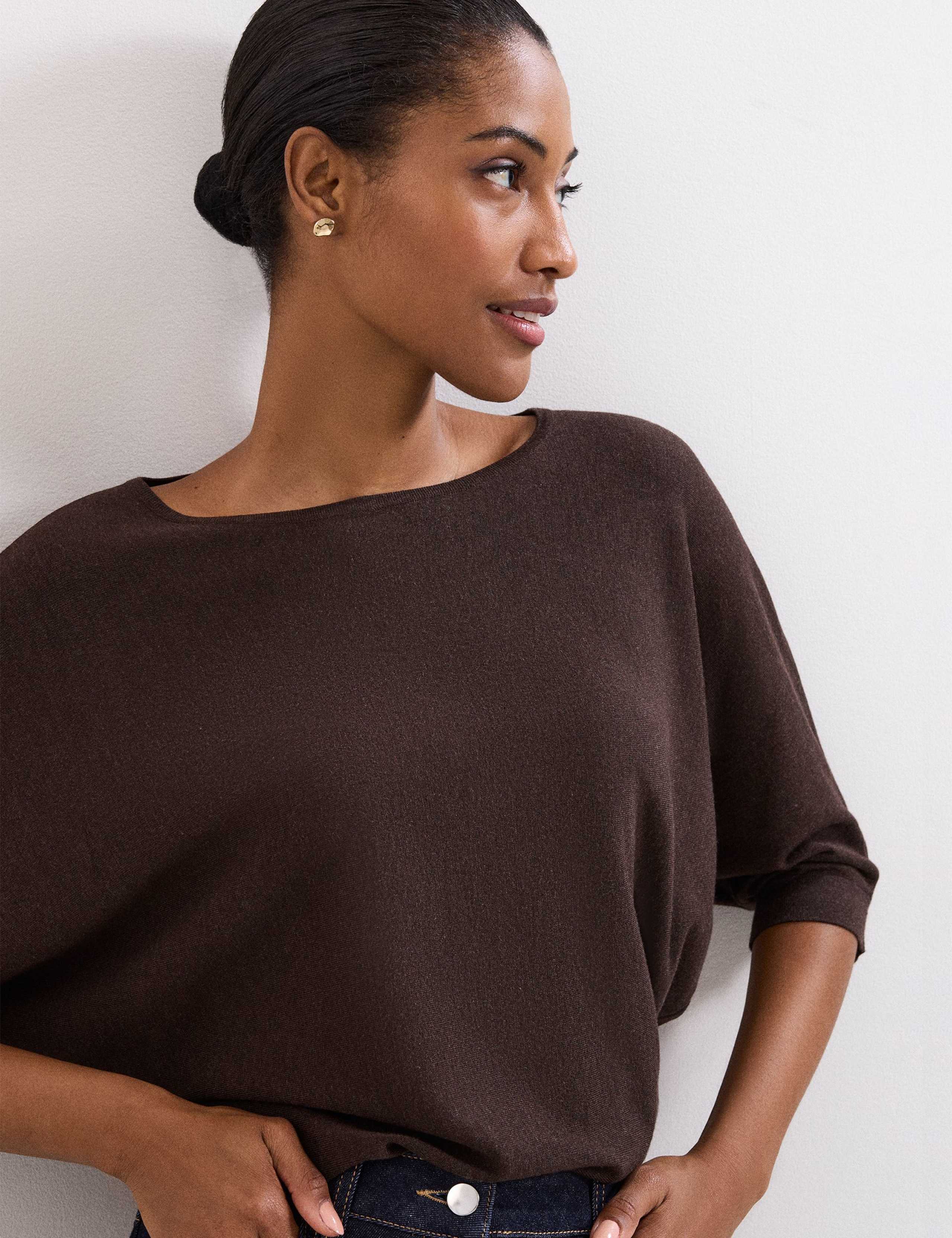 Slash Neck Batwing Sleeve Knitted Top 6 of 7