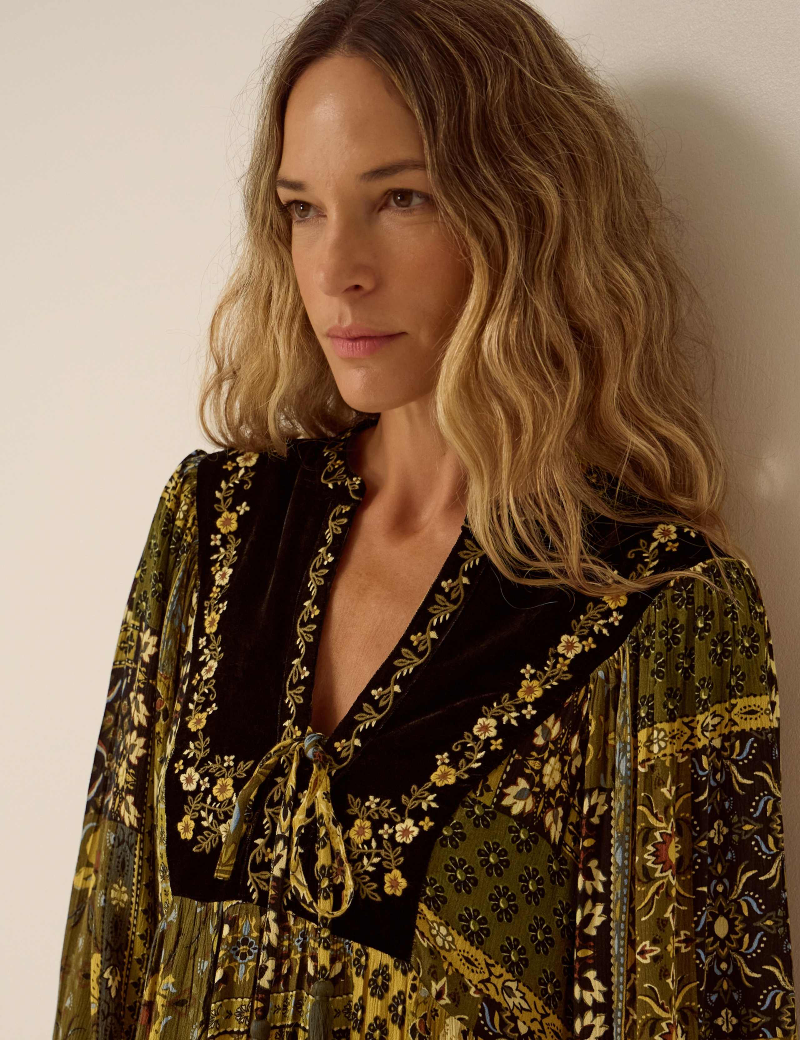 Printed V Neck Midi Smock Dress 5 of 5