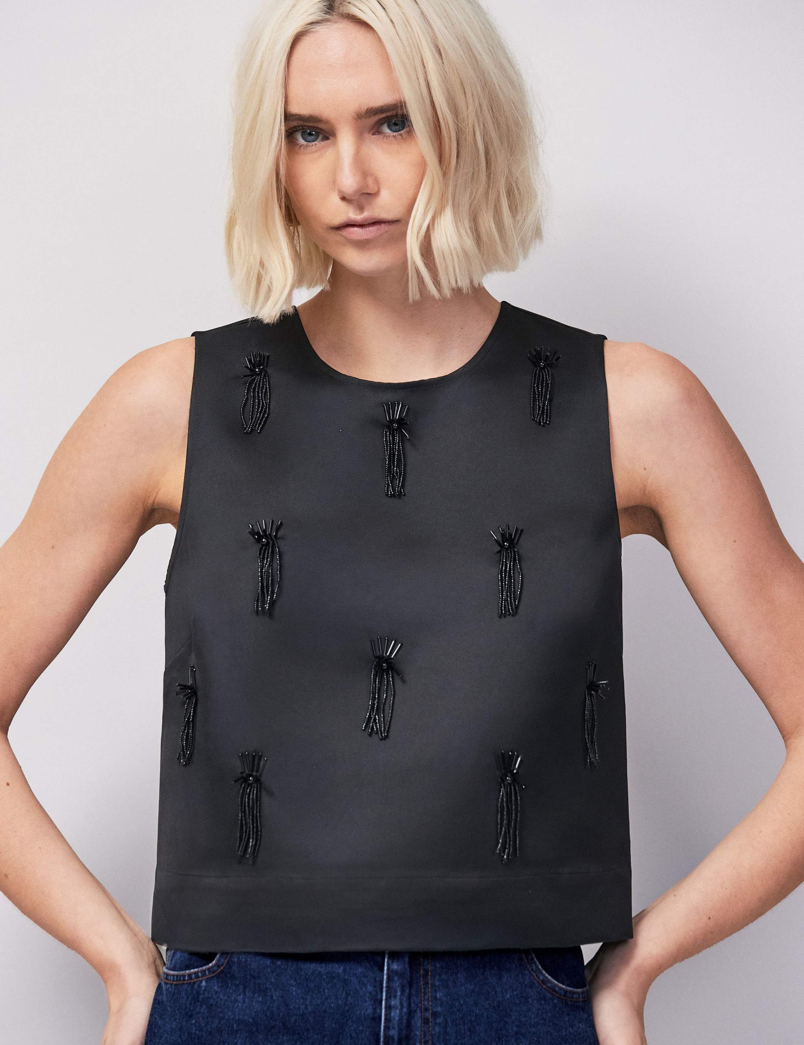 Embroidered Beaded Shell Top 5 of 5