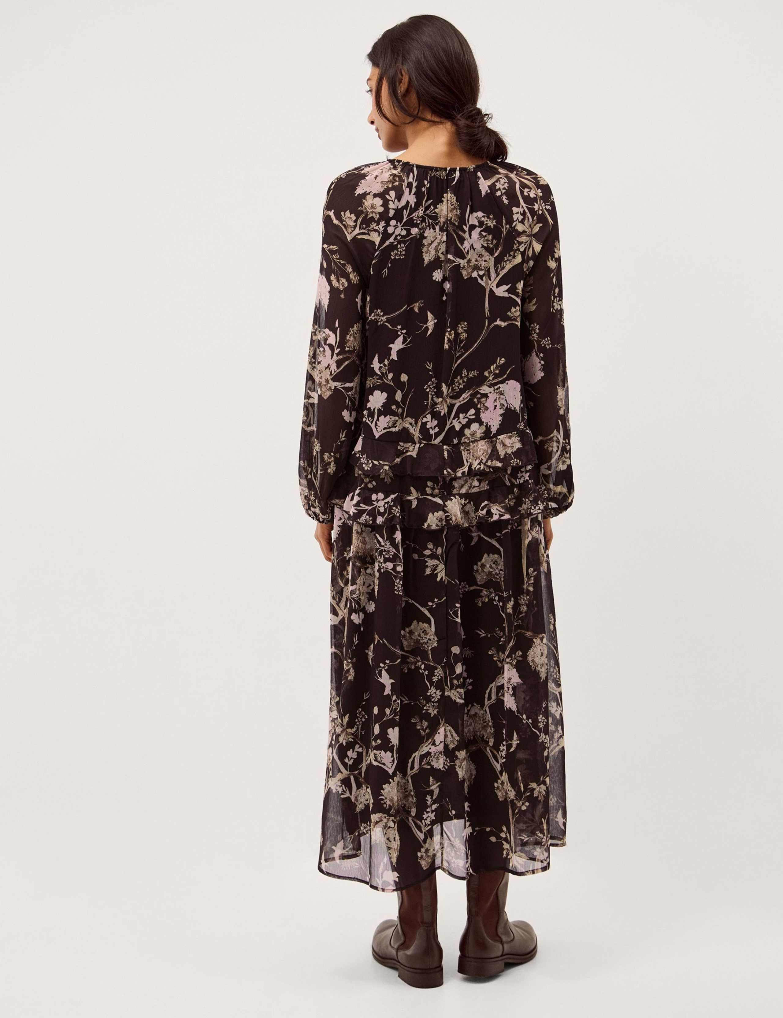 Floral Notch Neck Ruffle Midi Smock Dress 5 of 5