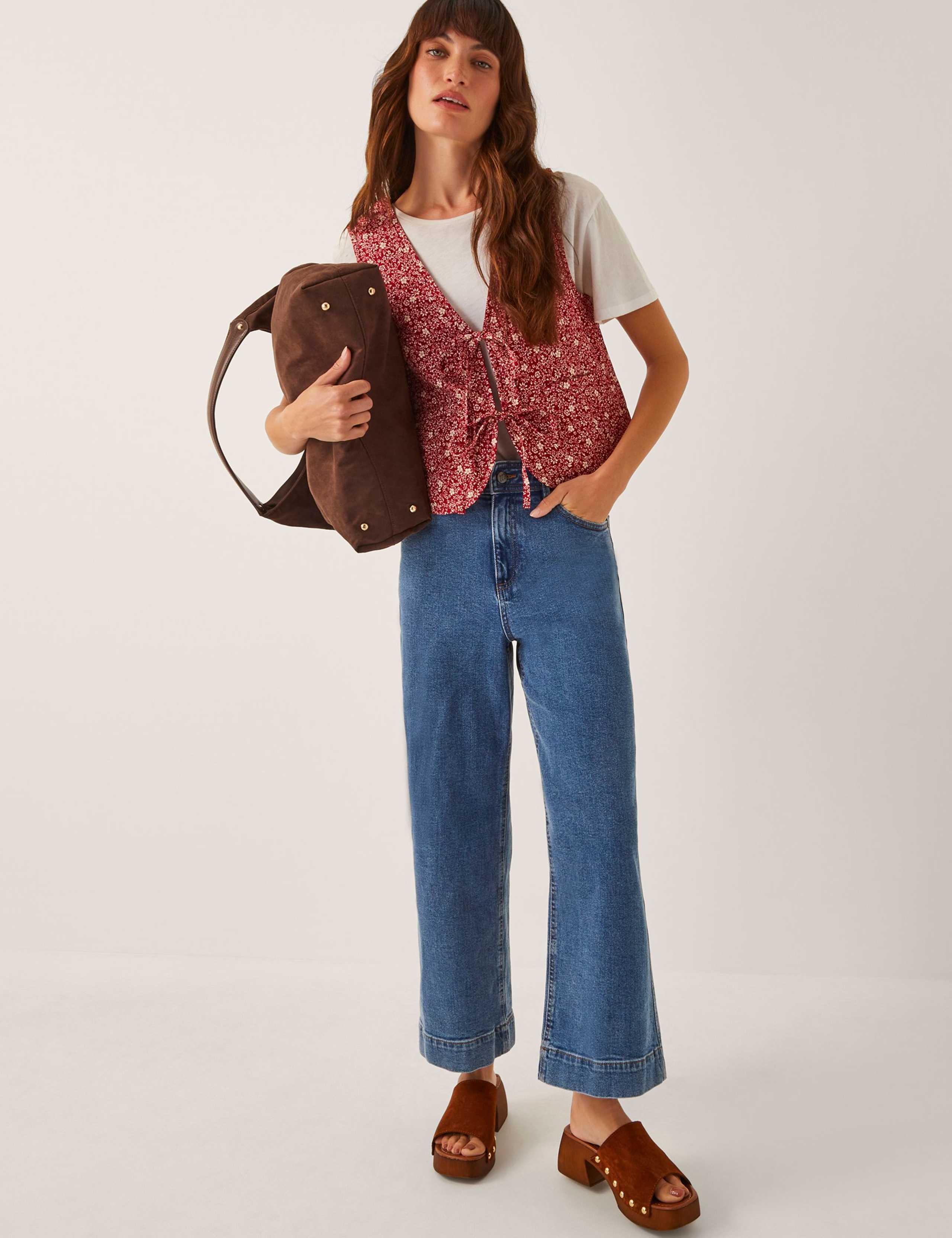 Pure Cotton Floral Tie Front Gilet 4 of 4