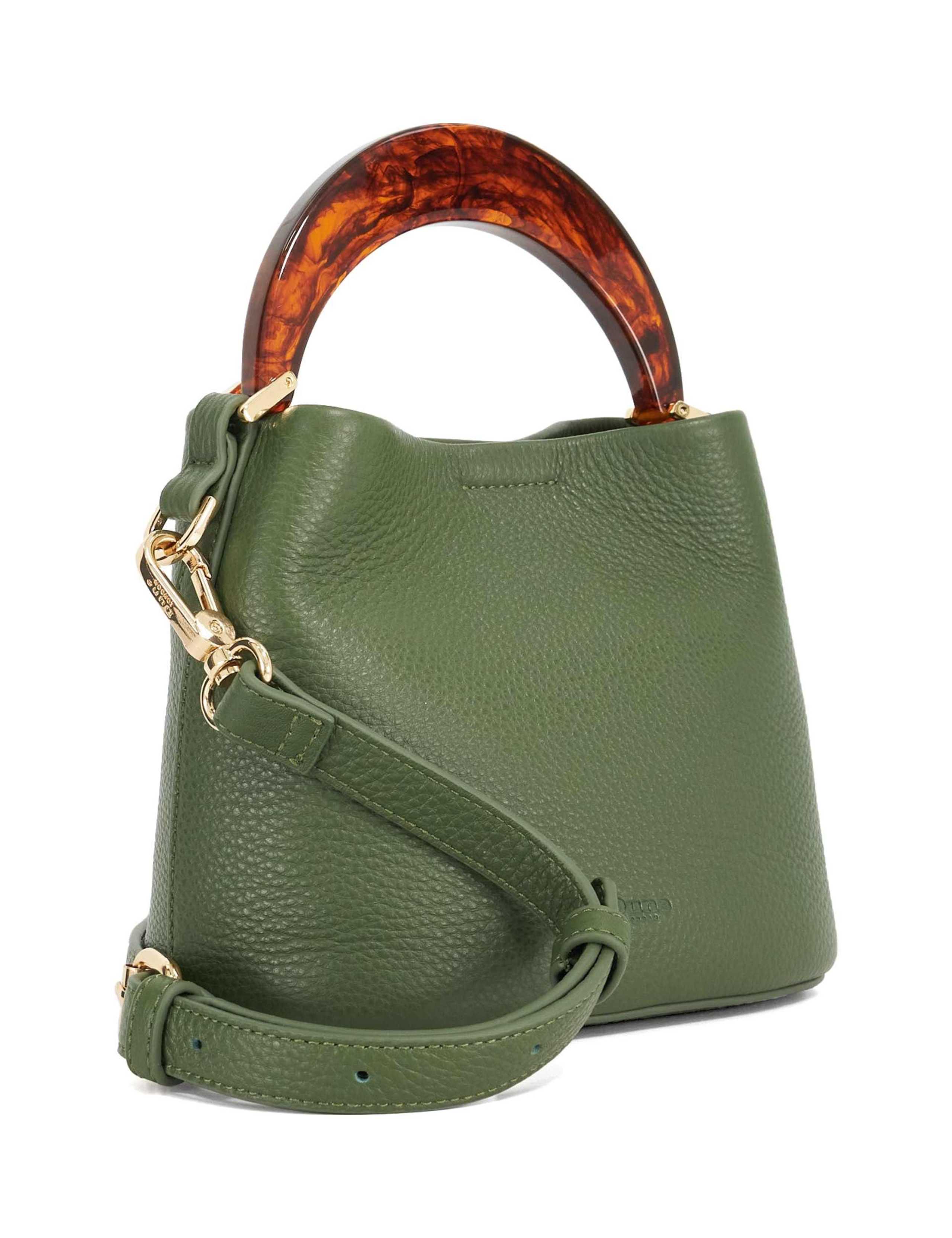 Leather Moulded Handle Grab Bag 2 of 5