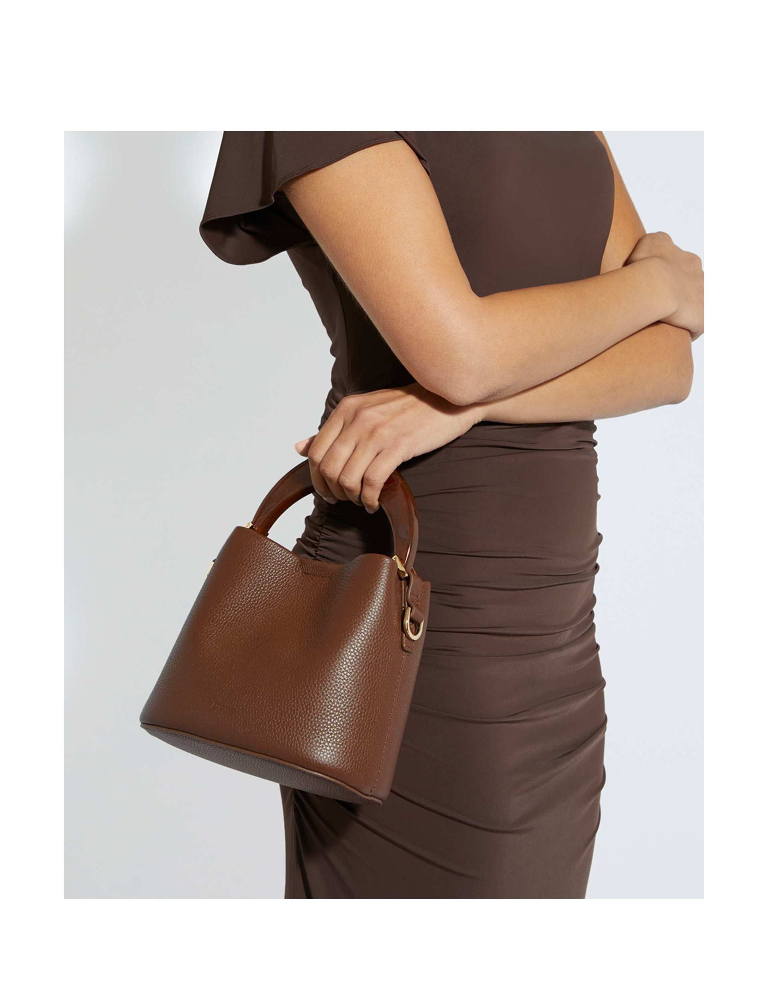 Leather Moulded Handle Grab Bag 4 of 6