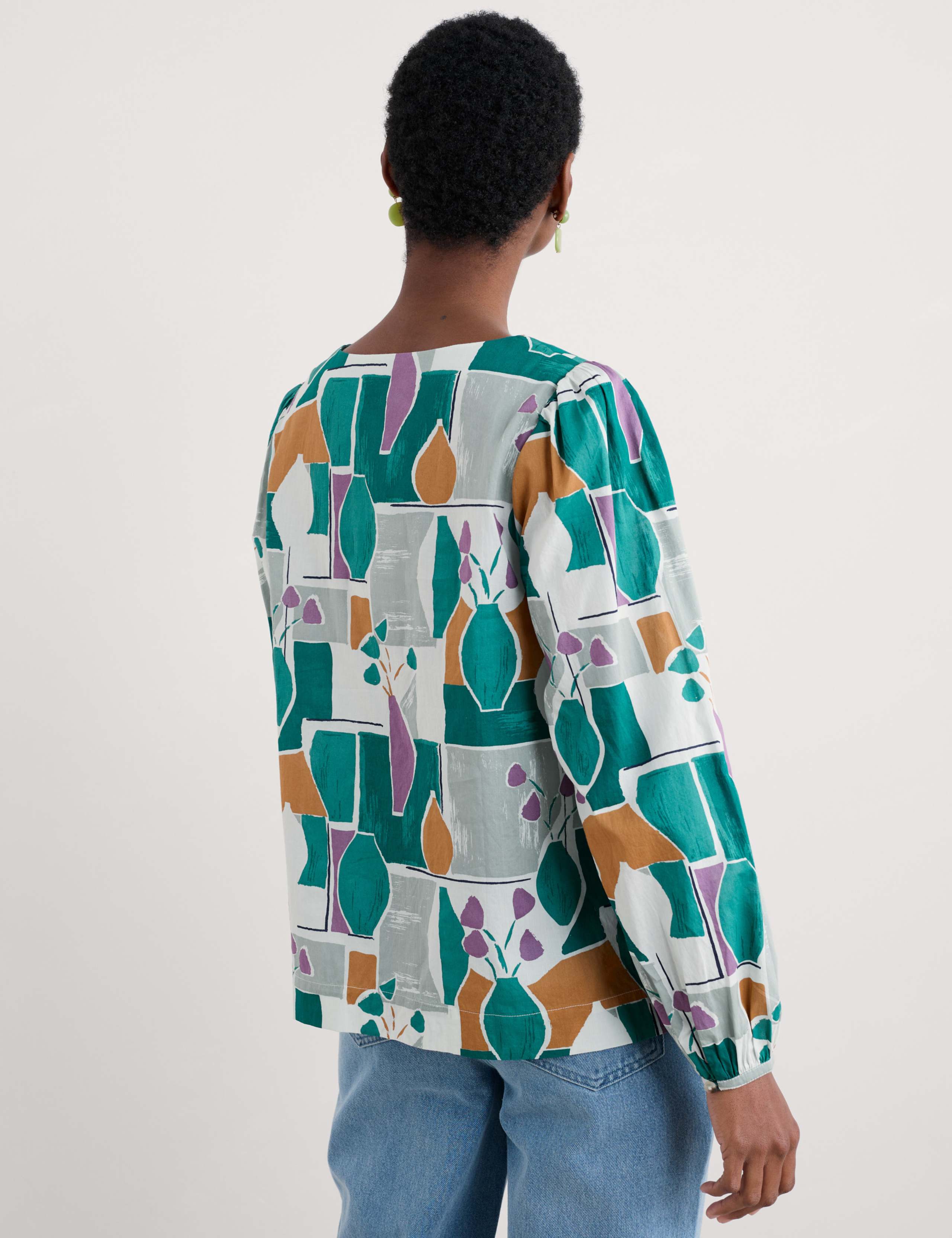 Pure Cotton Printed Scoop Neck Blouse 3 of 4