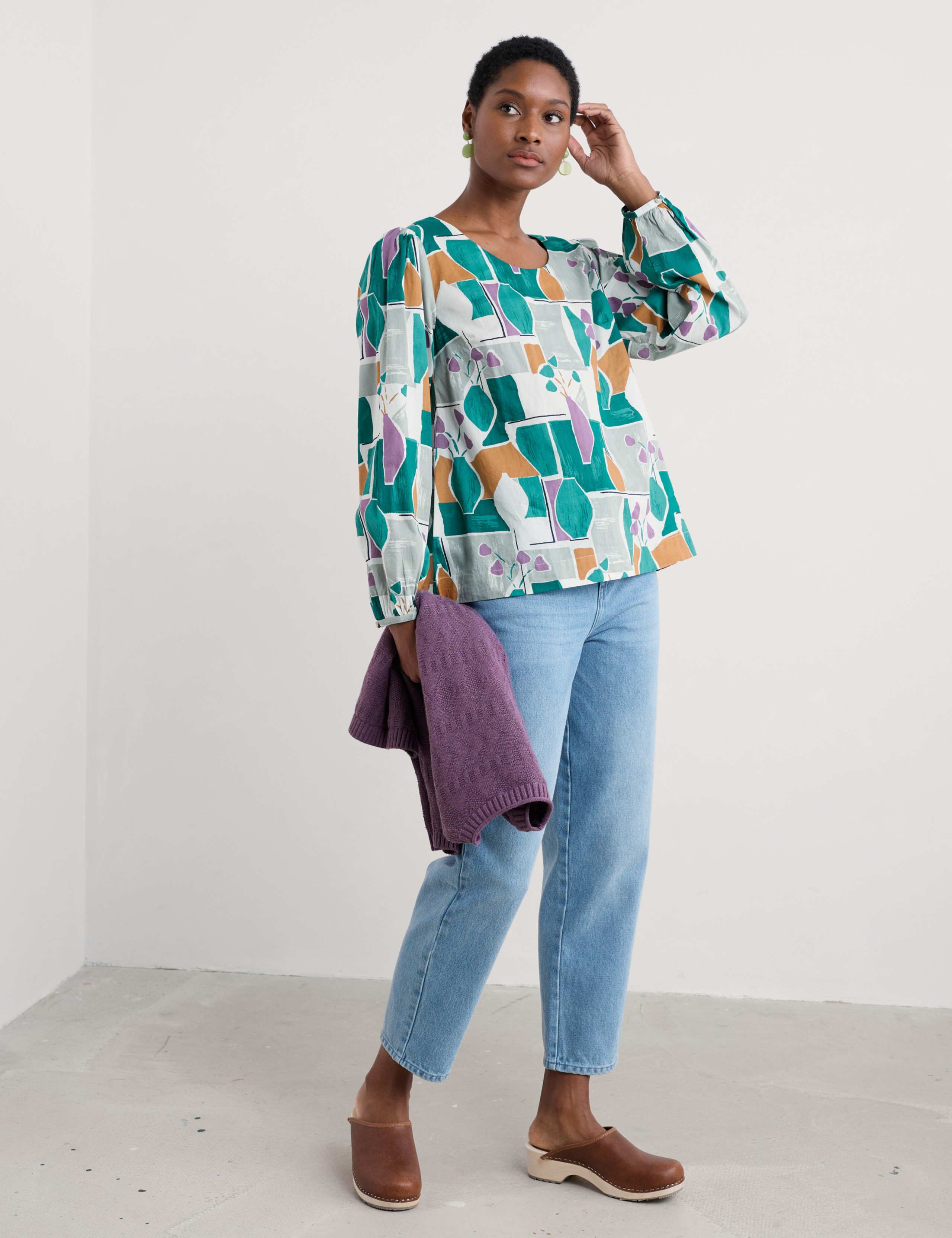 Pure Cotton Printed Scoop Neck Blouse 4 of 4