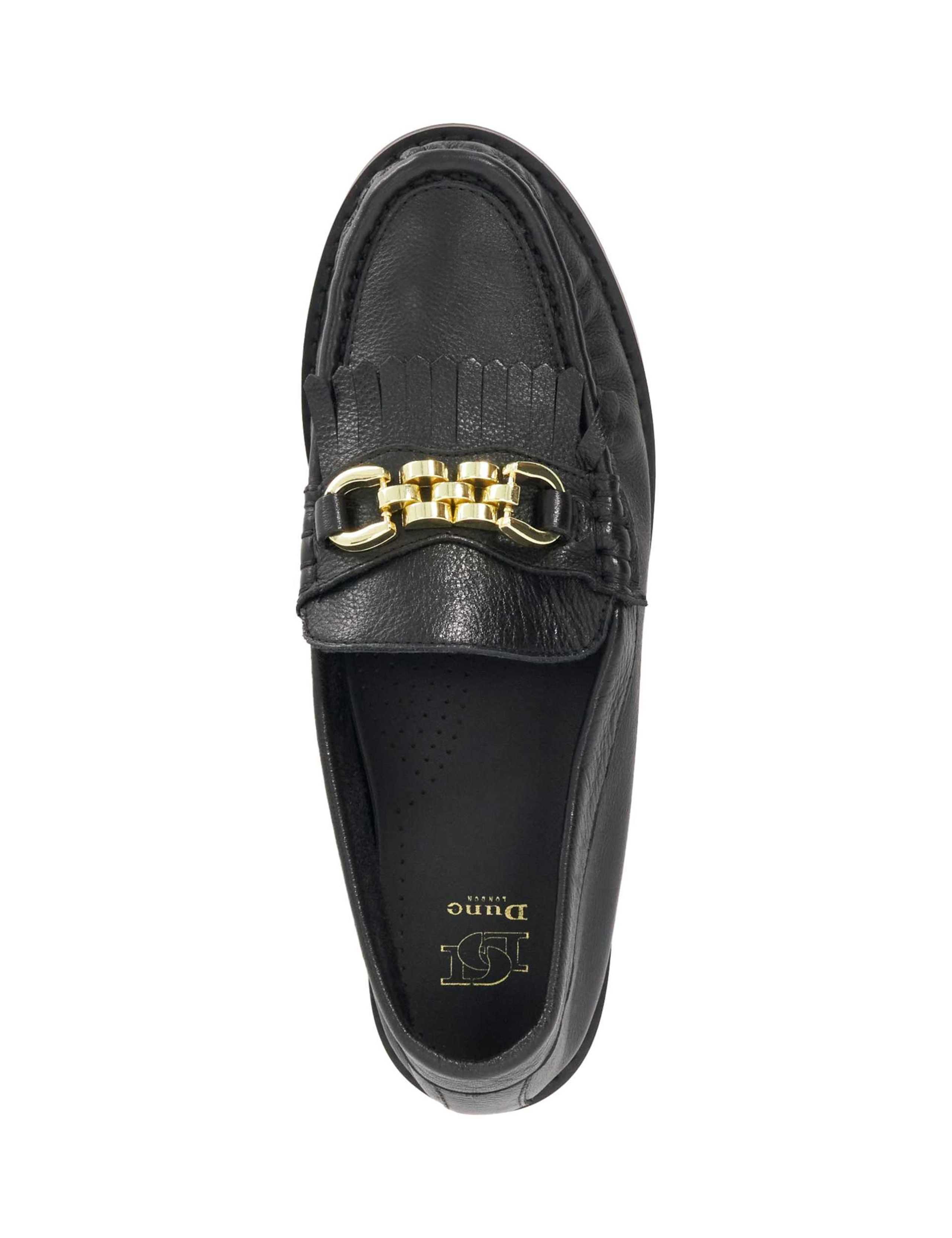 Leather Chain Detail Fringed Flat Loafers 2 of 6