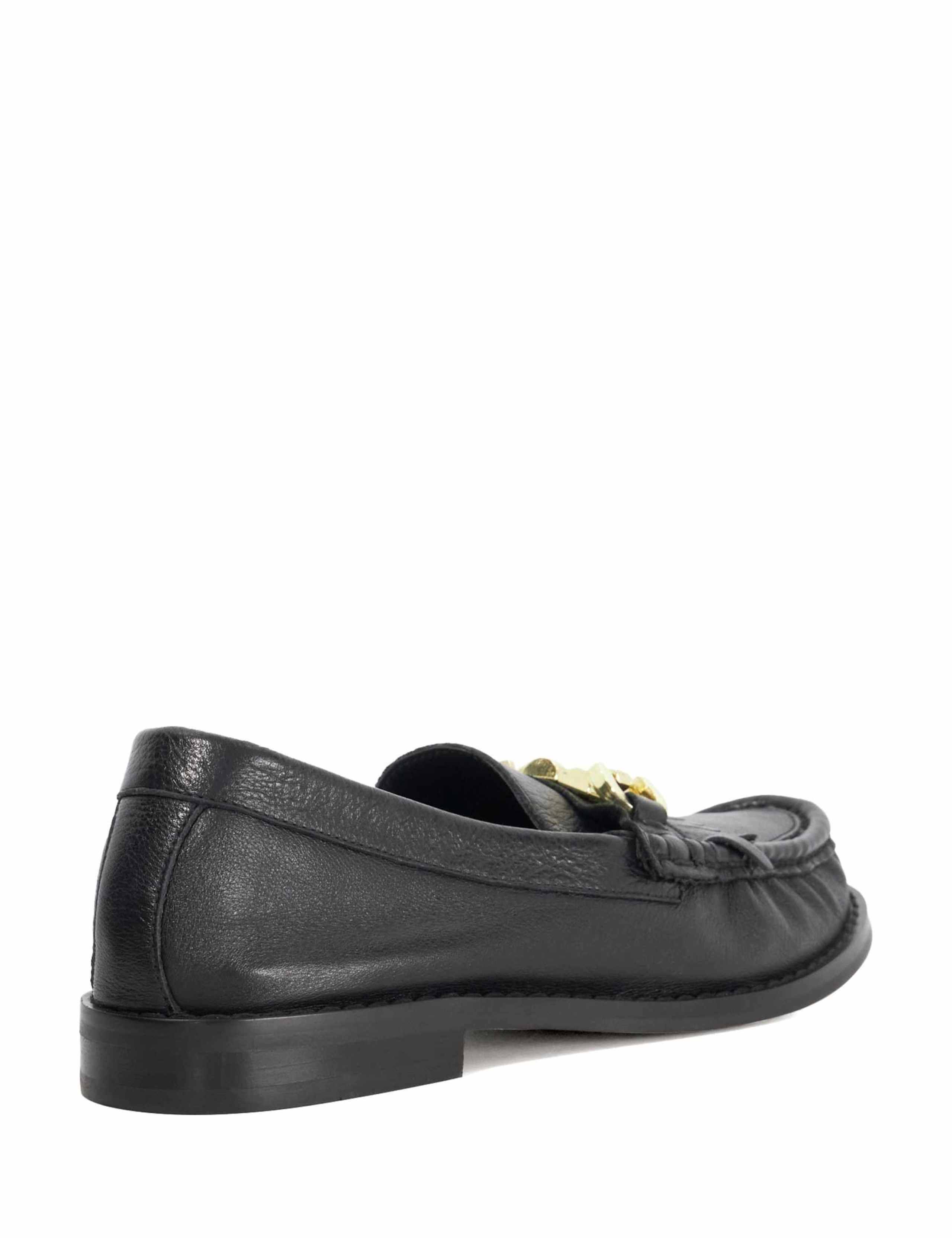 Leather Chain Detail Fringed Flat Loafers 5 of 6