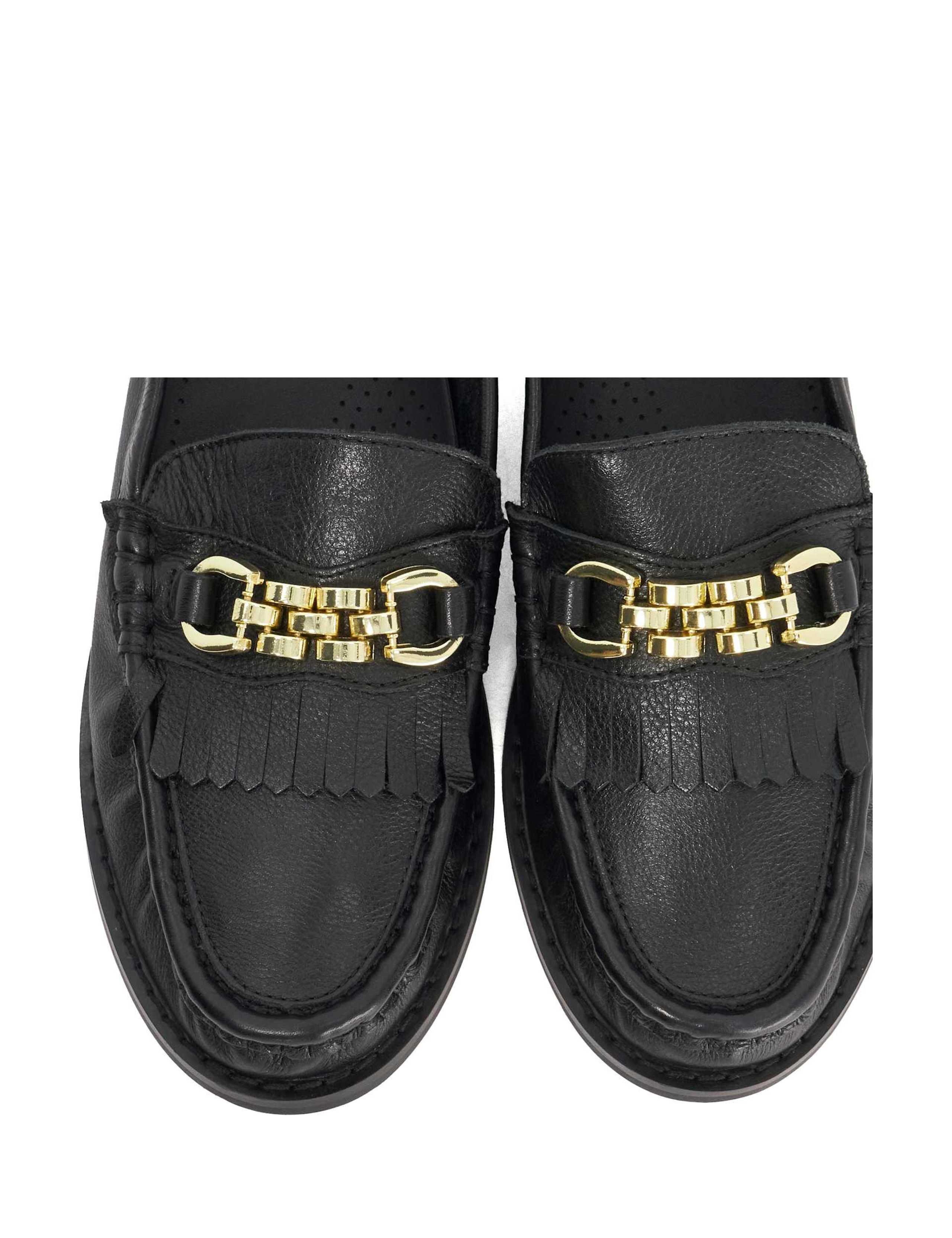 Leather Chain Detail Fringed Flat Loafers 6 of 6