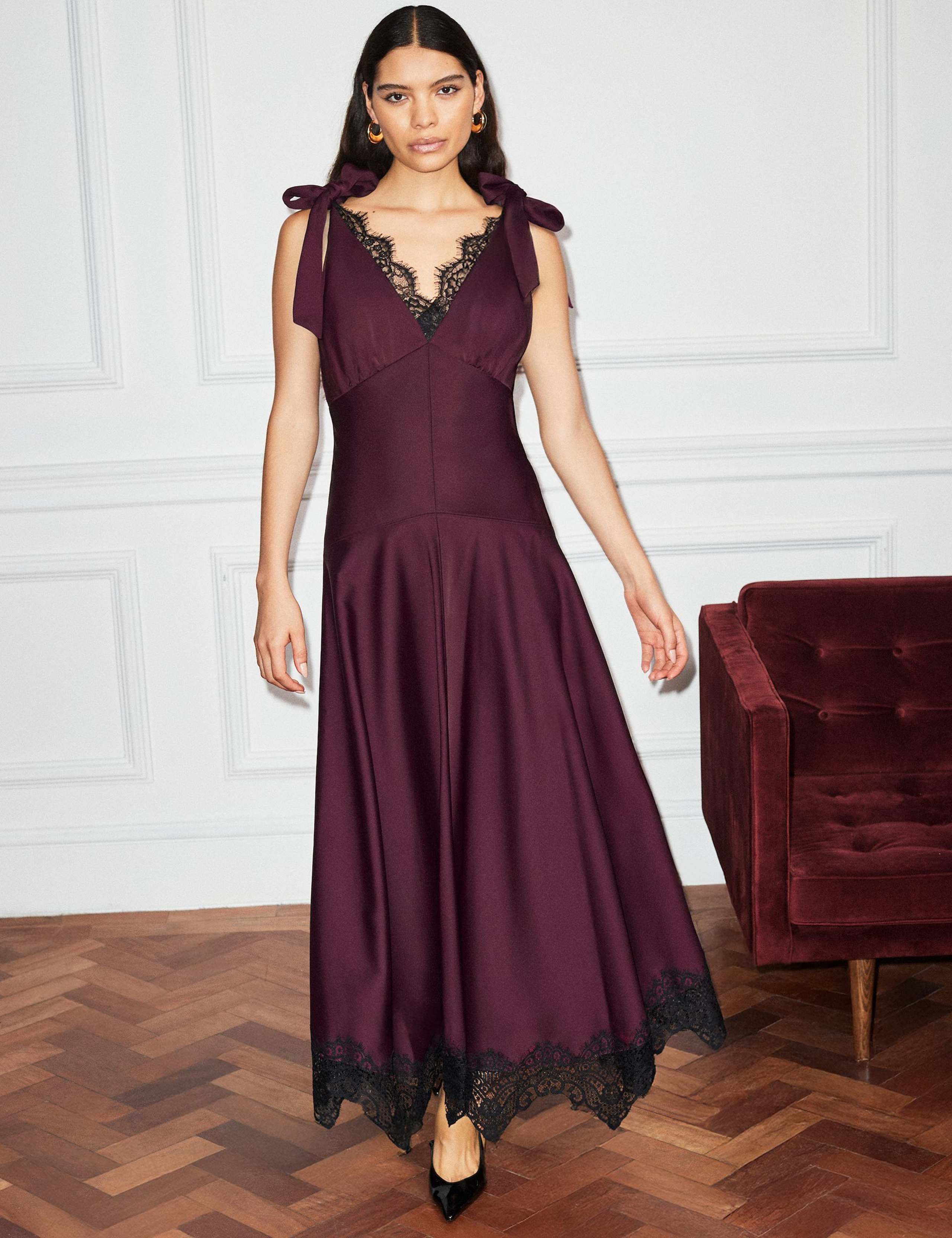 Lace Detail V-Neck Maxi Skater Dress 1 of 5