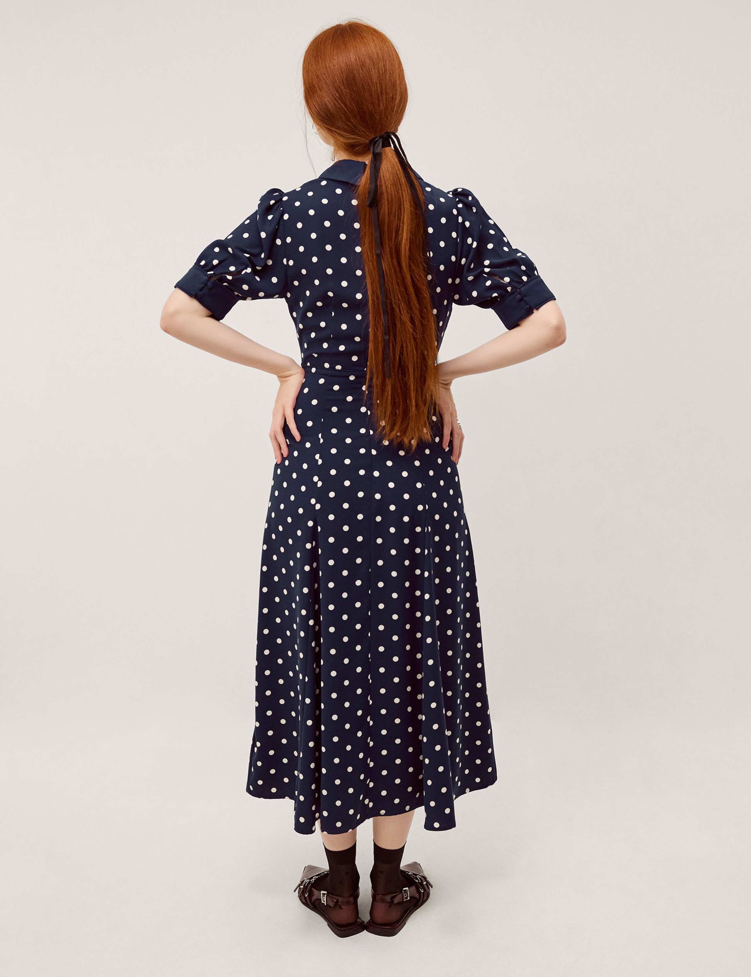 Polka Dot Embellished Midi Tea Dress 4 of 5