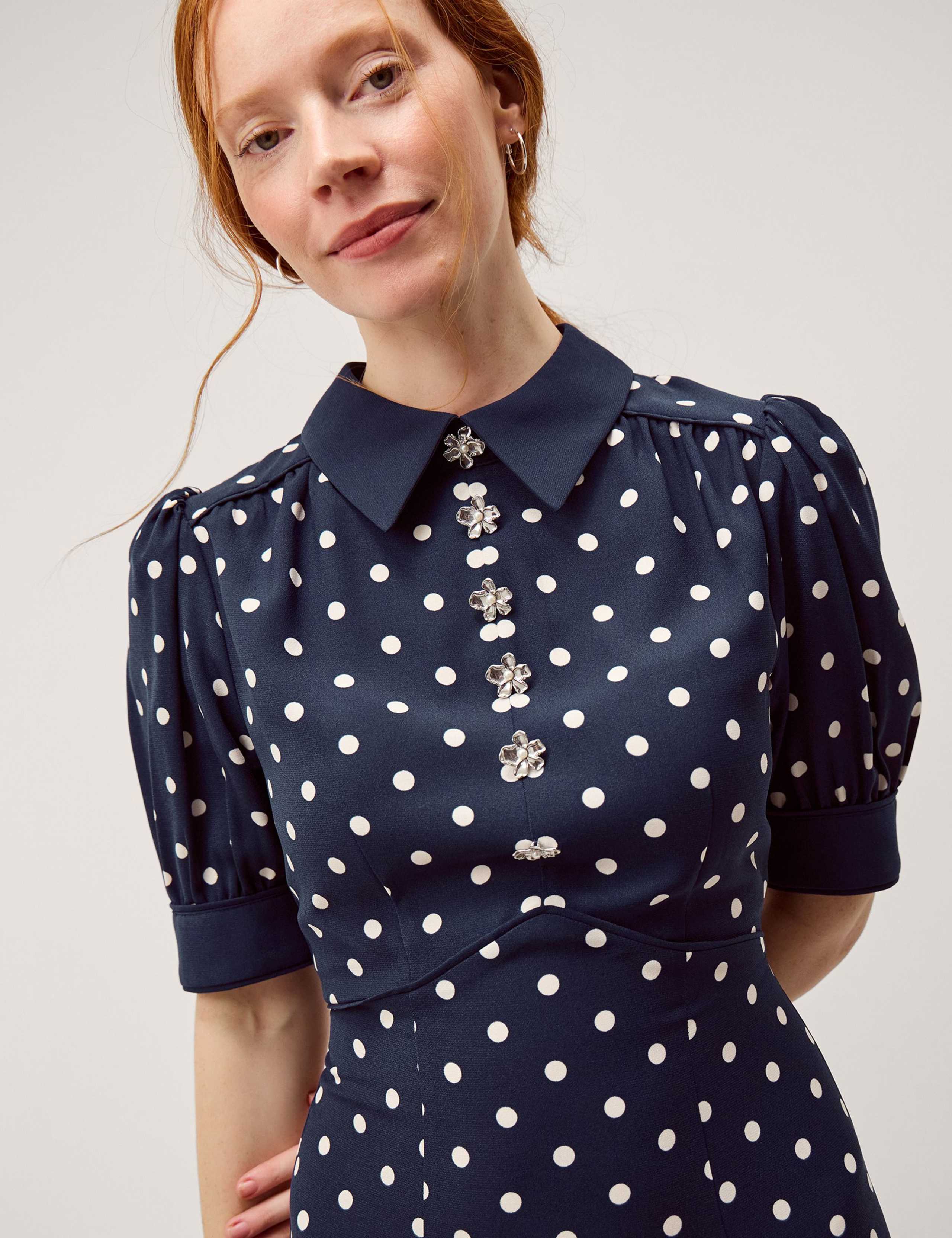 Polka Dot Embellished Midi Tea Dress 5 of 5
