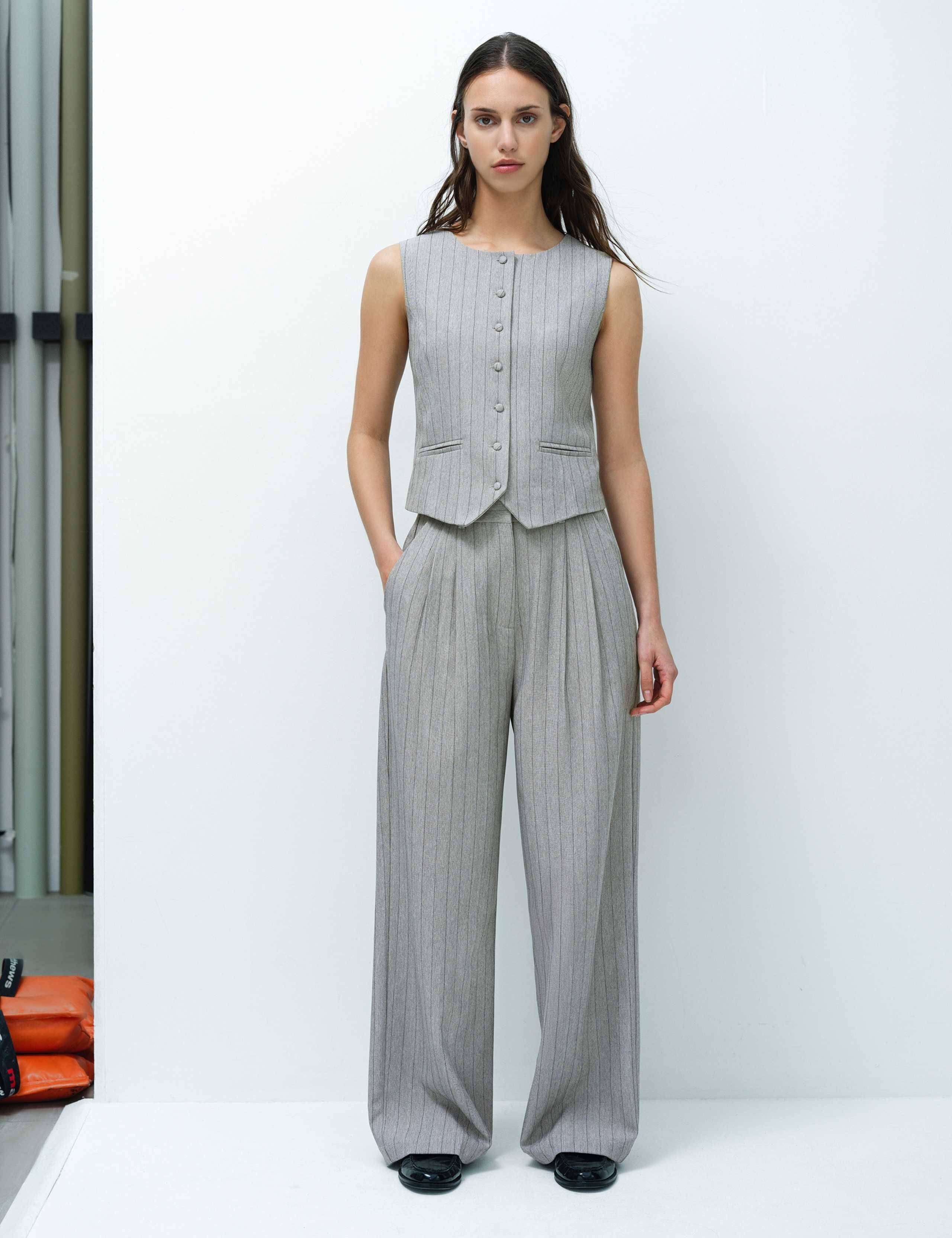 Tailored Pinstripe Cropped Waistcoat 6 of 6