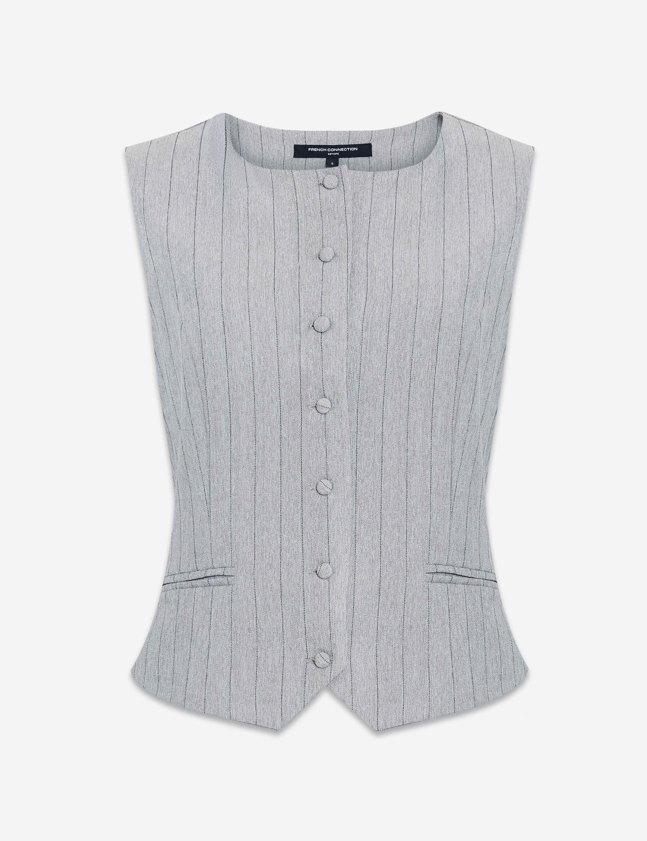 Tailored Pinstripe Cropped Waistcoat 2 of 6