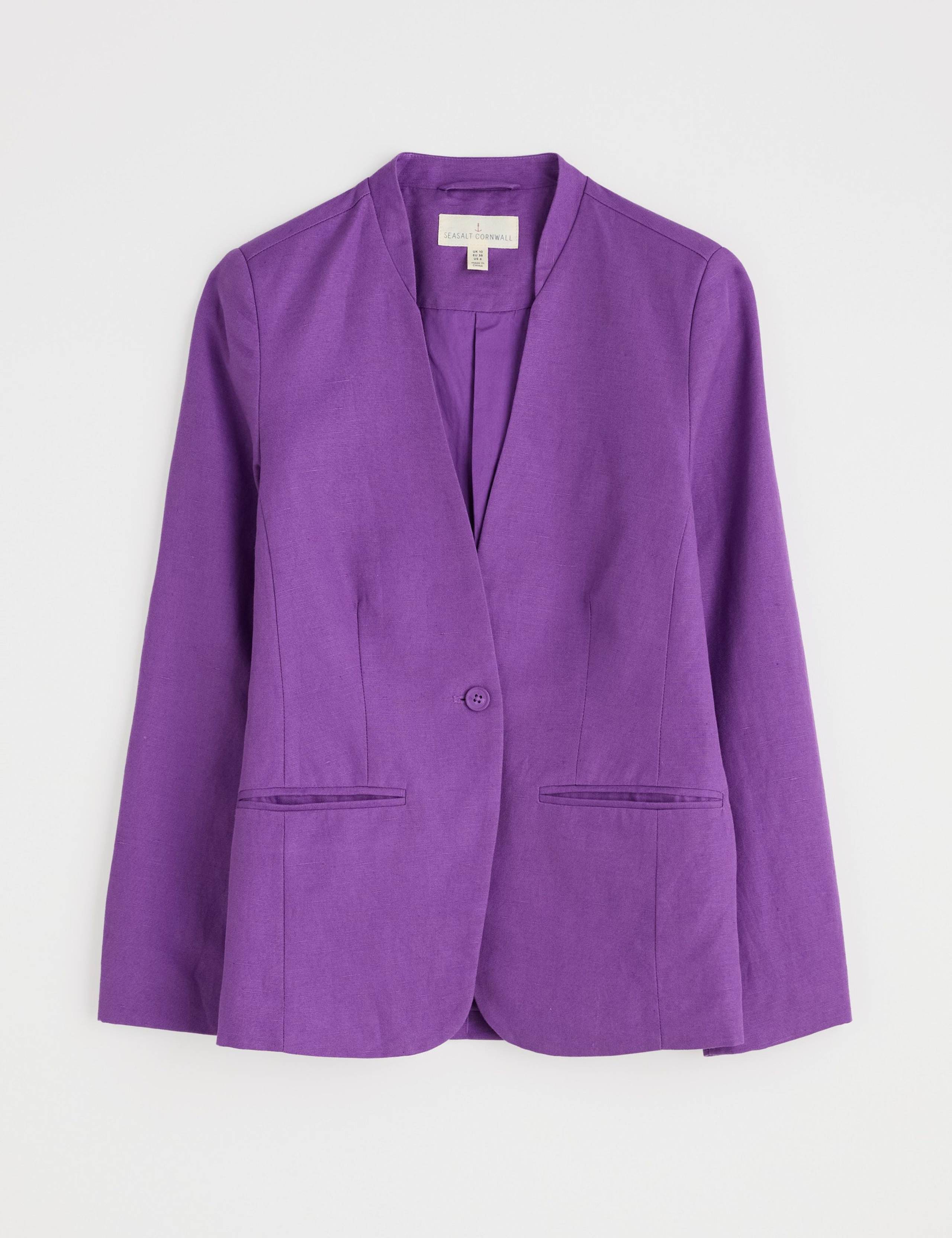 Linen Blend Slim Single Breasted Blazer 2 of 5