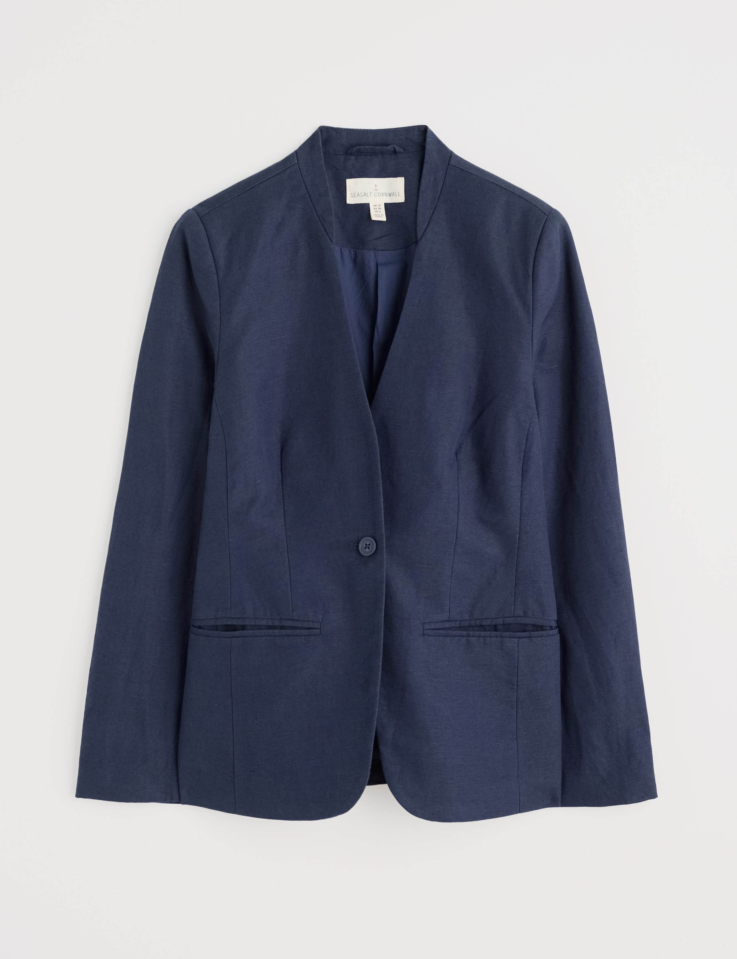 Linen Blend Slim Single Breasted Blazer 2 of 4