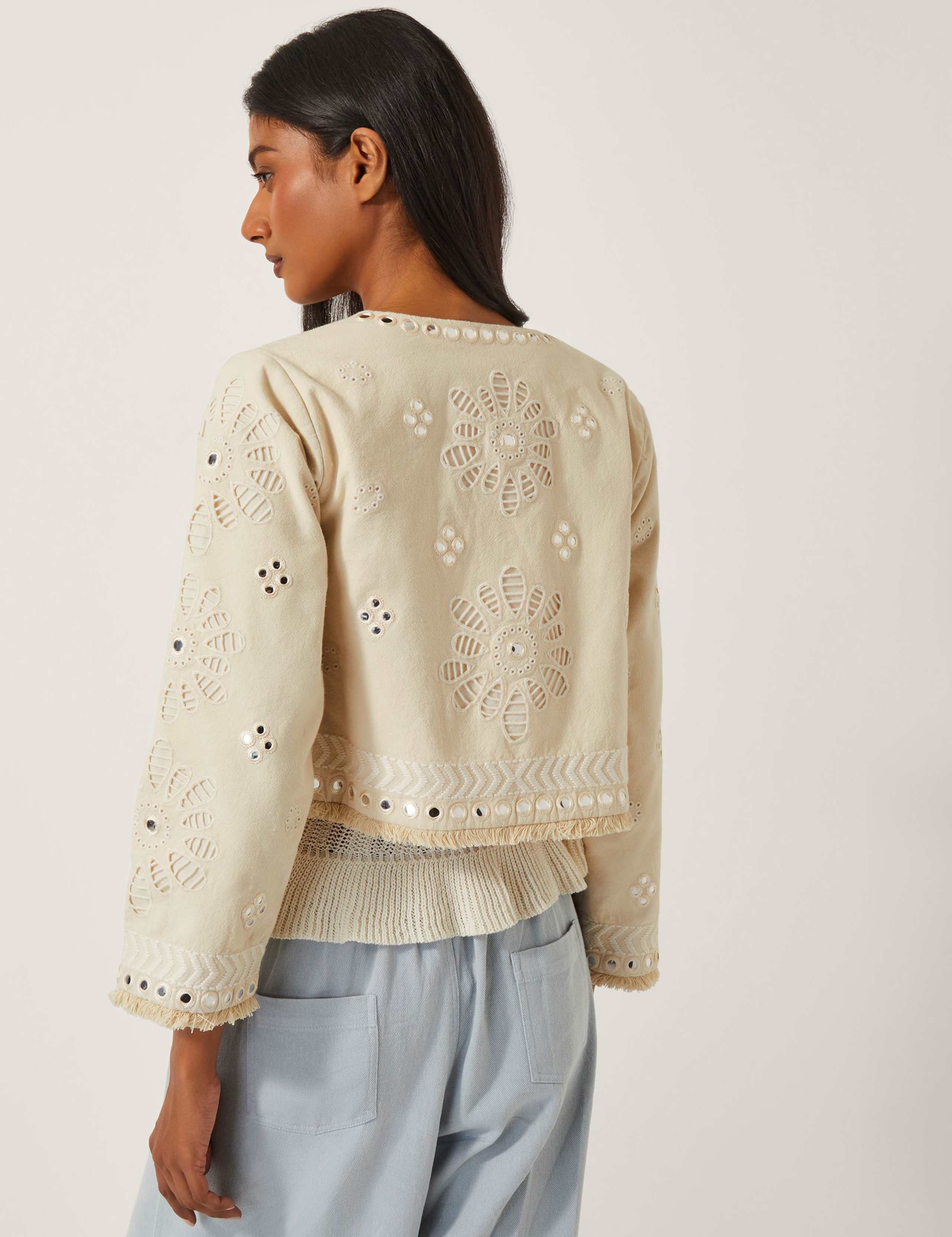 Pure Cotton Embellished Cutwork Short Jacket 2 of 4