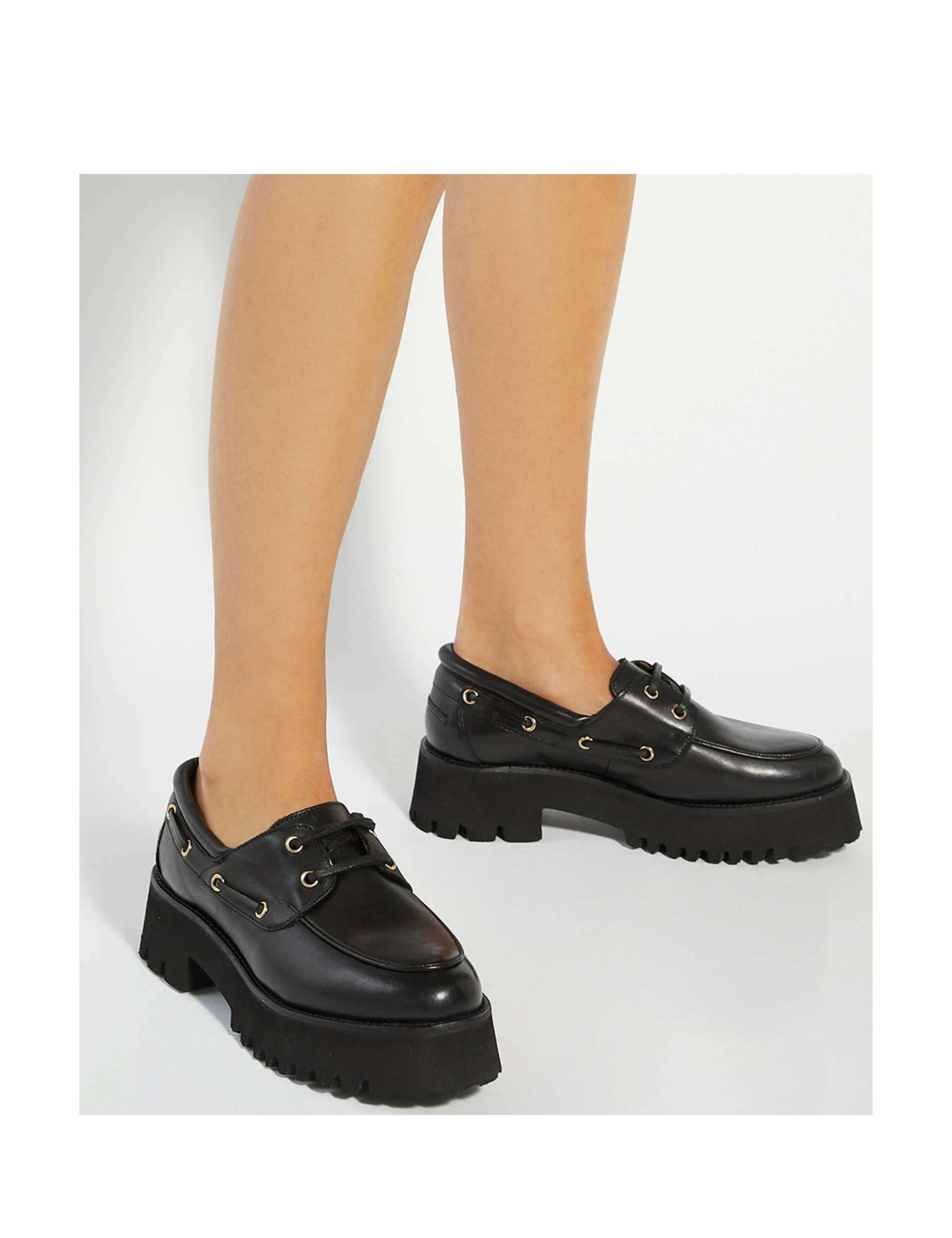 Leather Chunky Cleated Platform Boat Shoes 4 of 6