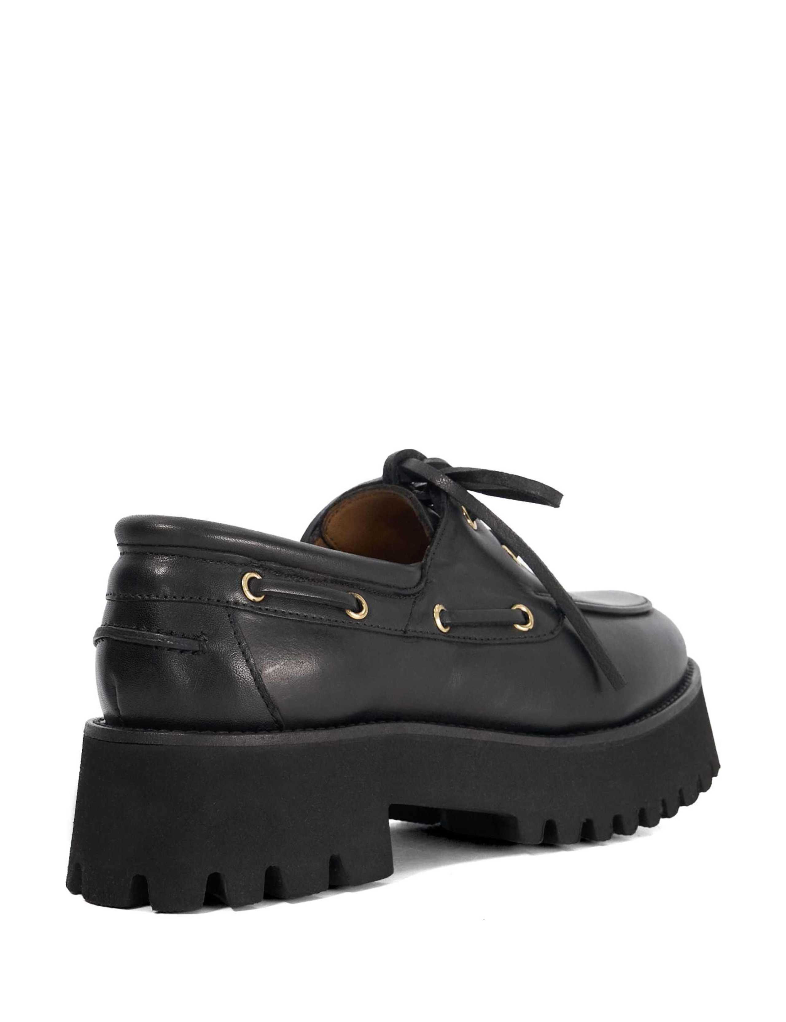 Leather Chunky Cleated Platform Boat Shoes 5 of 6