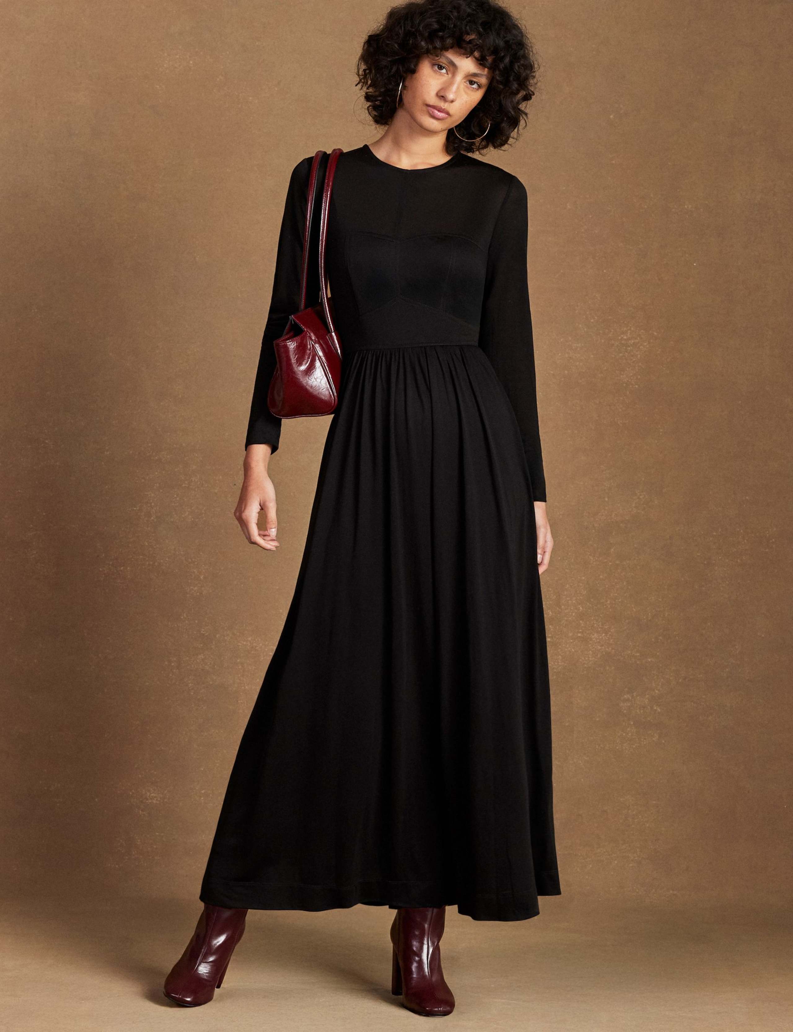 Jersey Sheer Sleeve Midaxi Waisted Dress 2 of 5