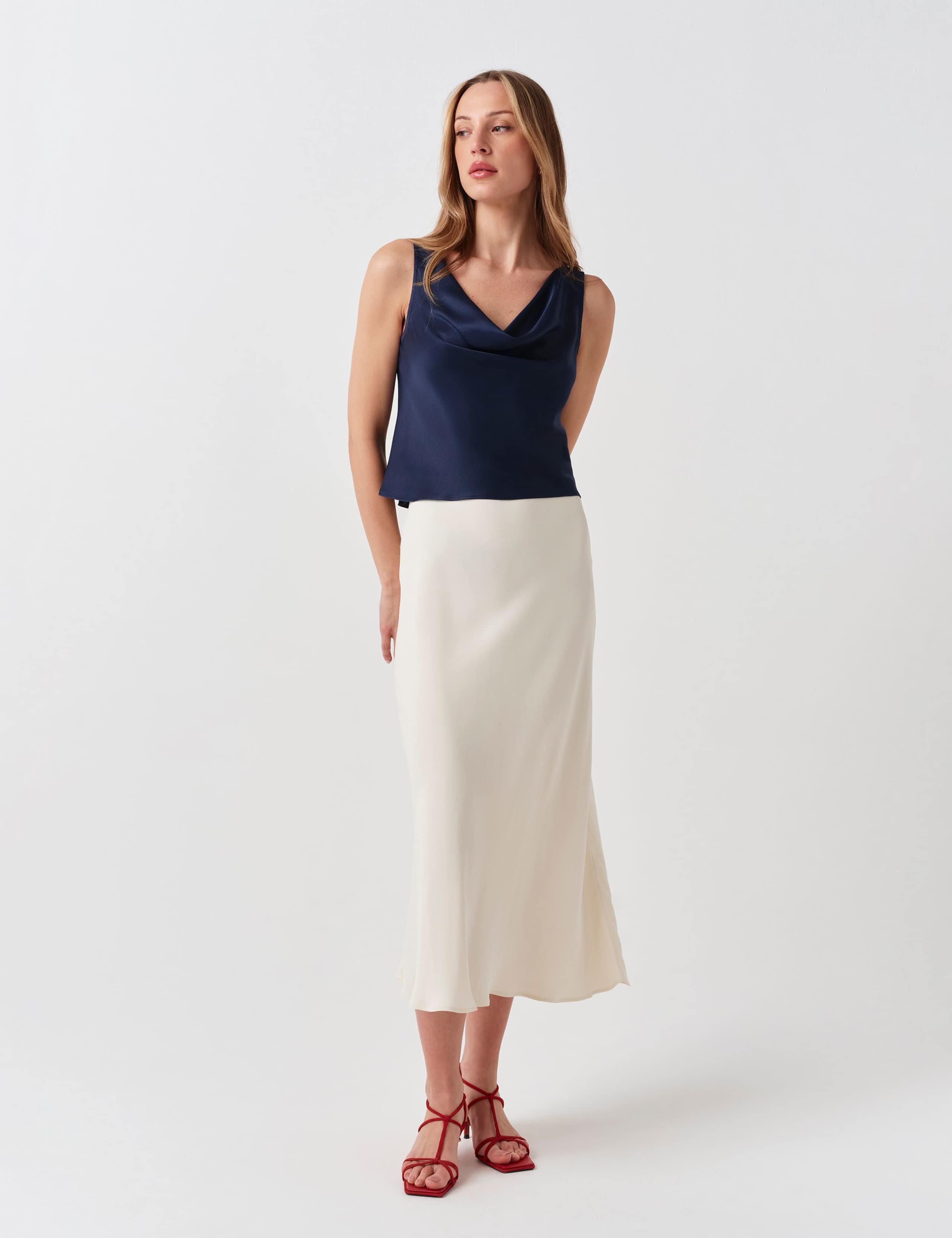 Crepe Midi Slip Skirt 1 of 6