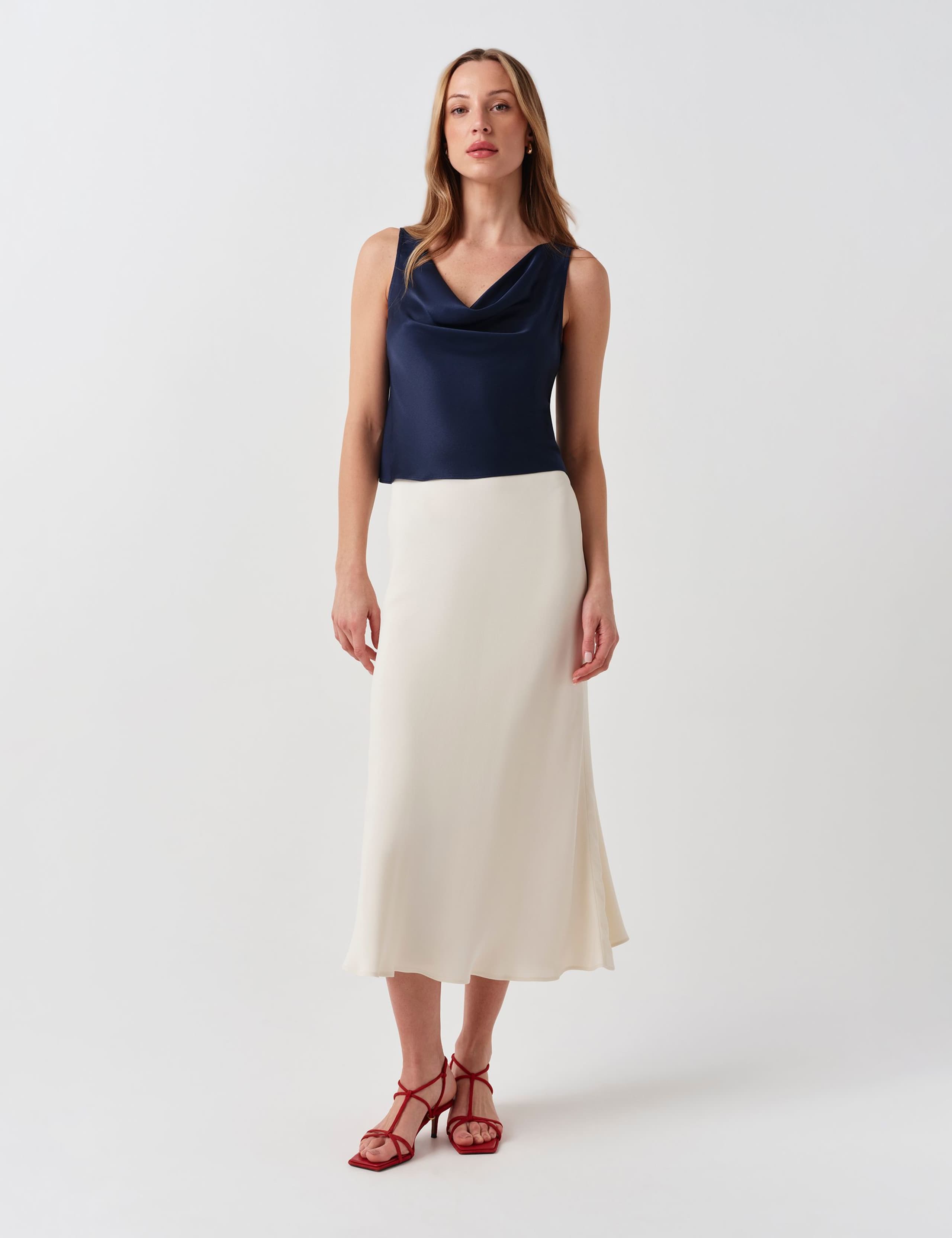 Crepe Midi Slip Skirt 2 of 6