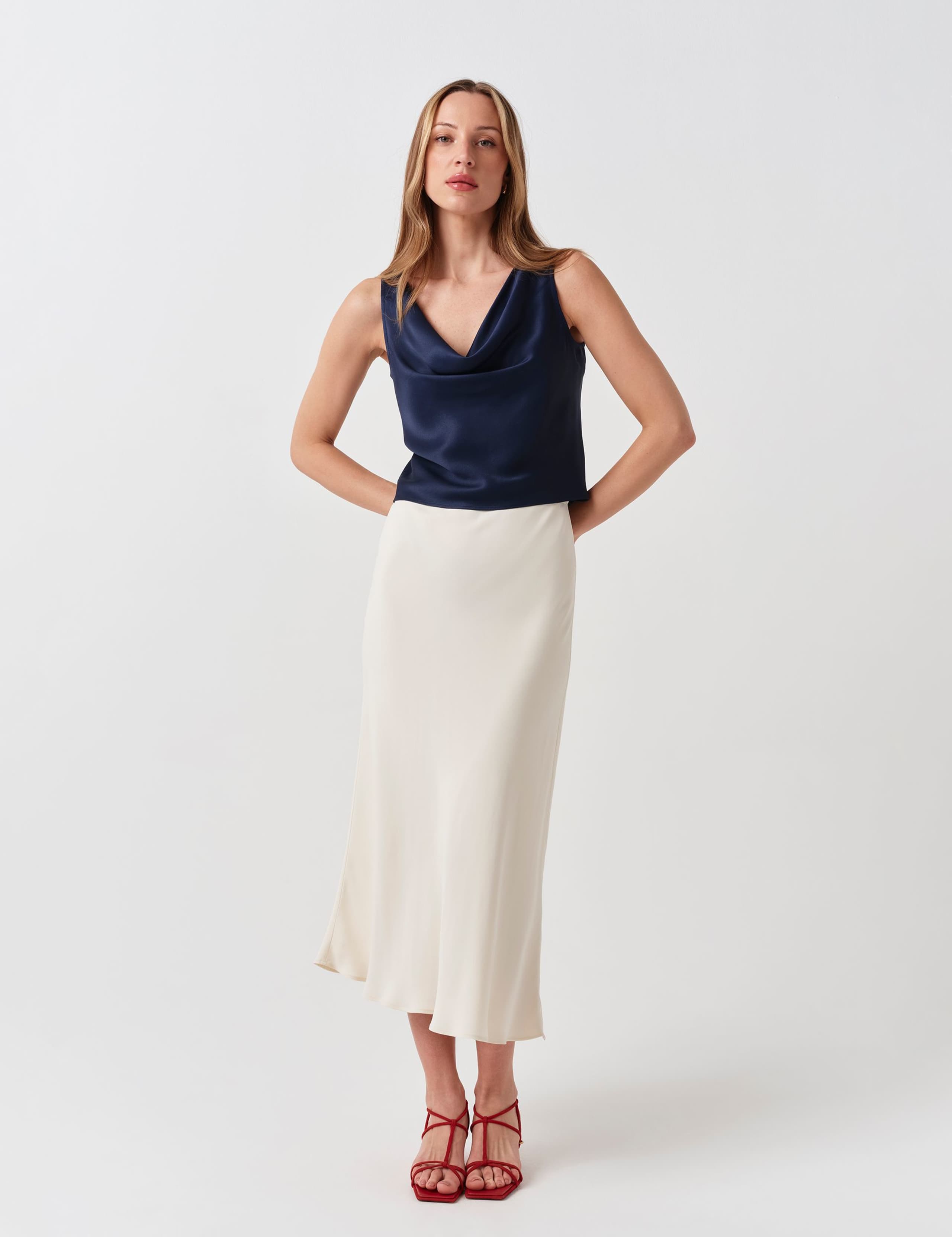 Crepe Midi Slip Skirt 3 of 6