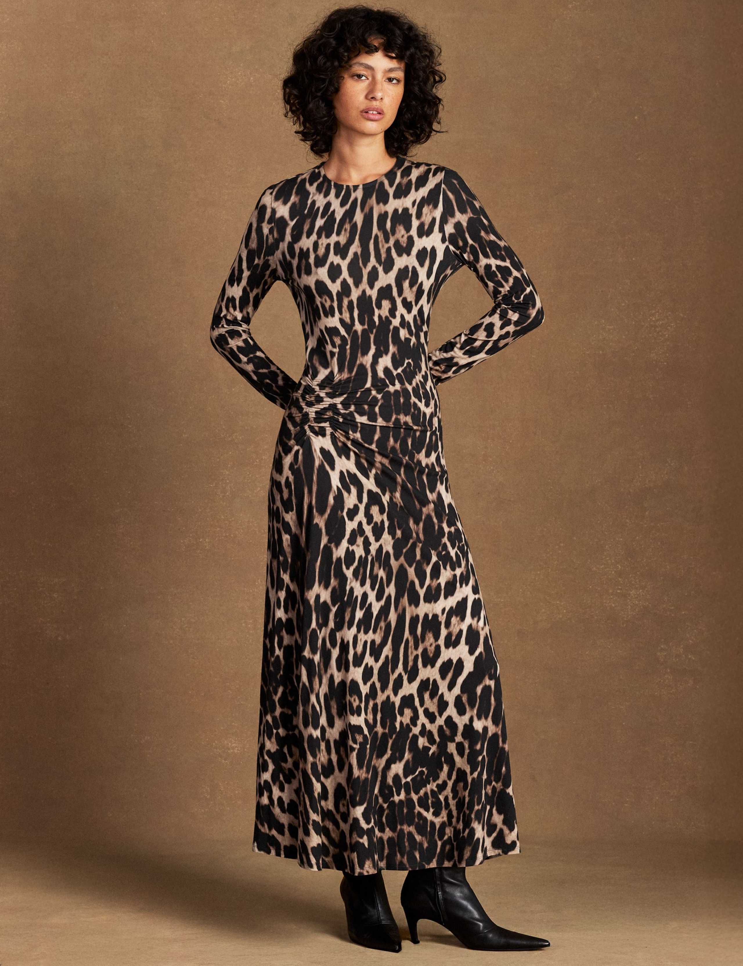 Animal Print Round Neck Midaxi Waisted Dress 2 of 6