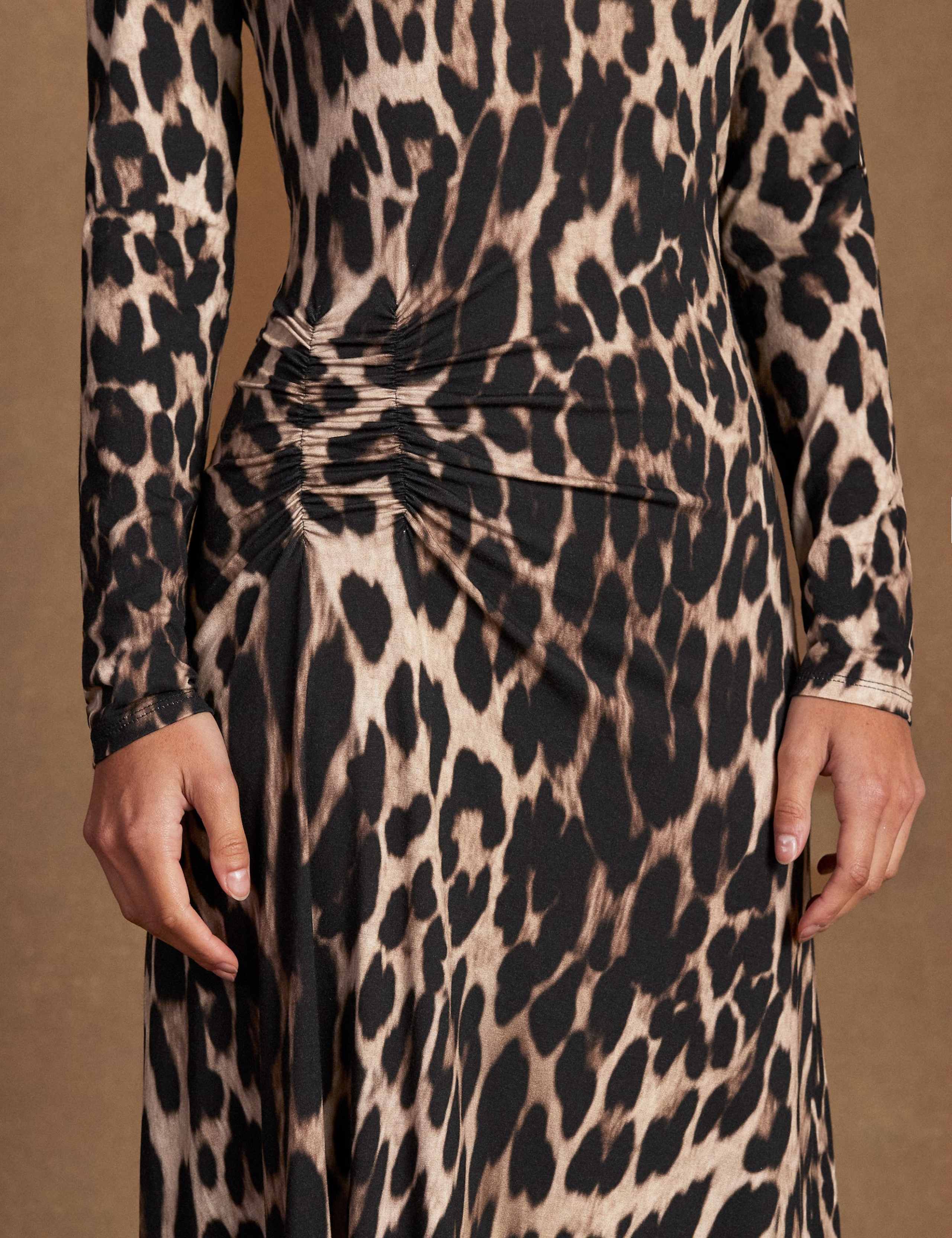 Animal Print Round Neck Midaxi Waisted Dress 4 of 6