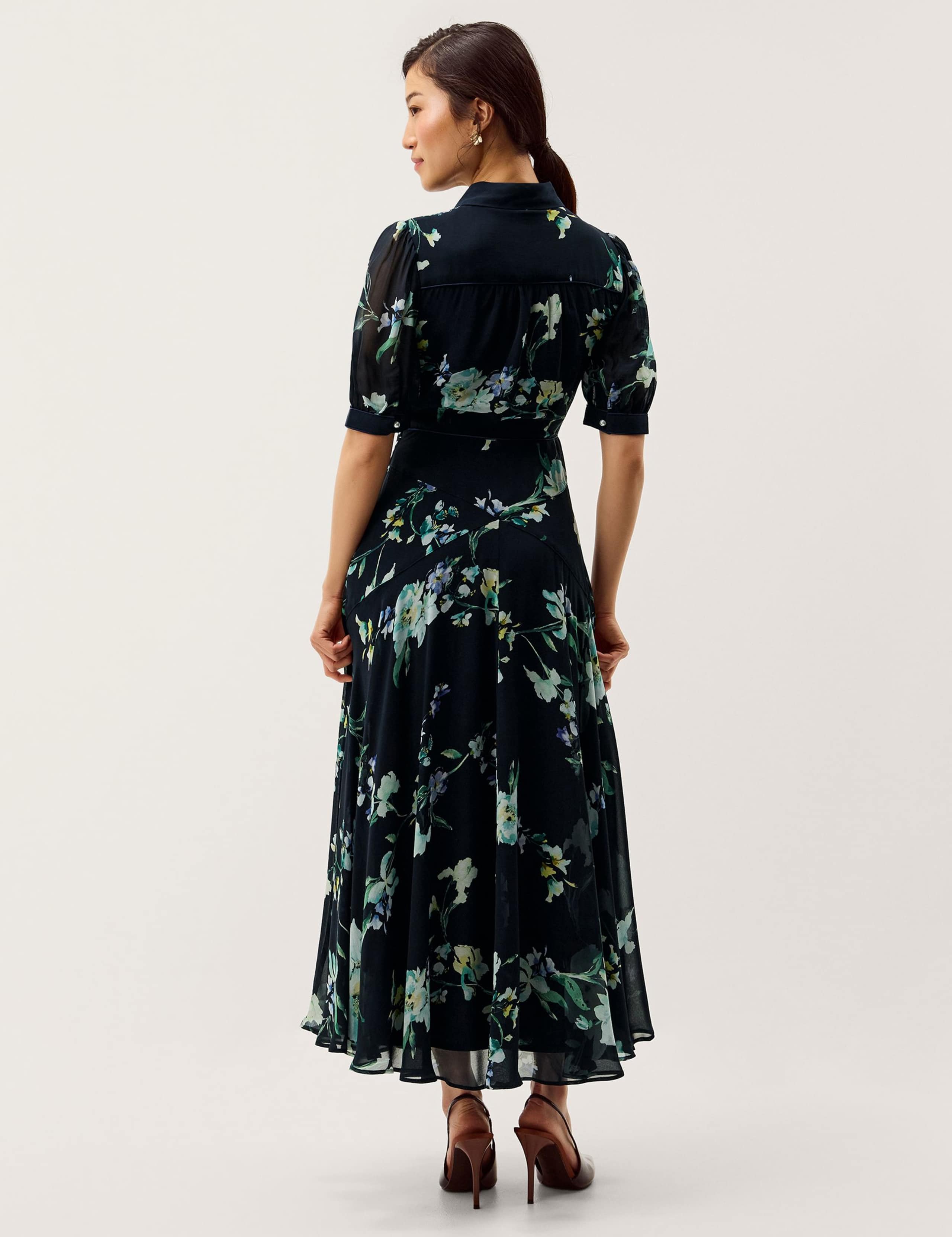Floral Button Front Midi Tea Dress 3 of 4