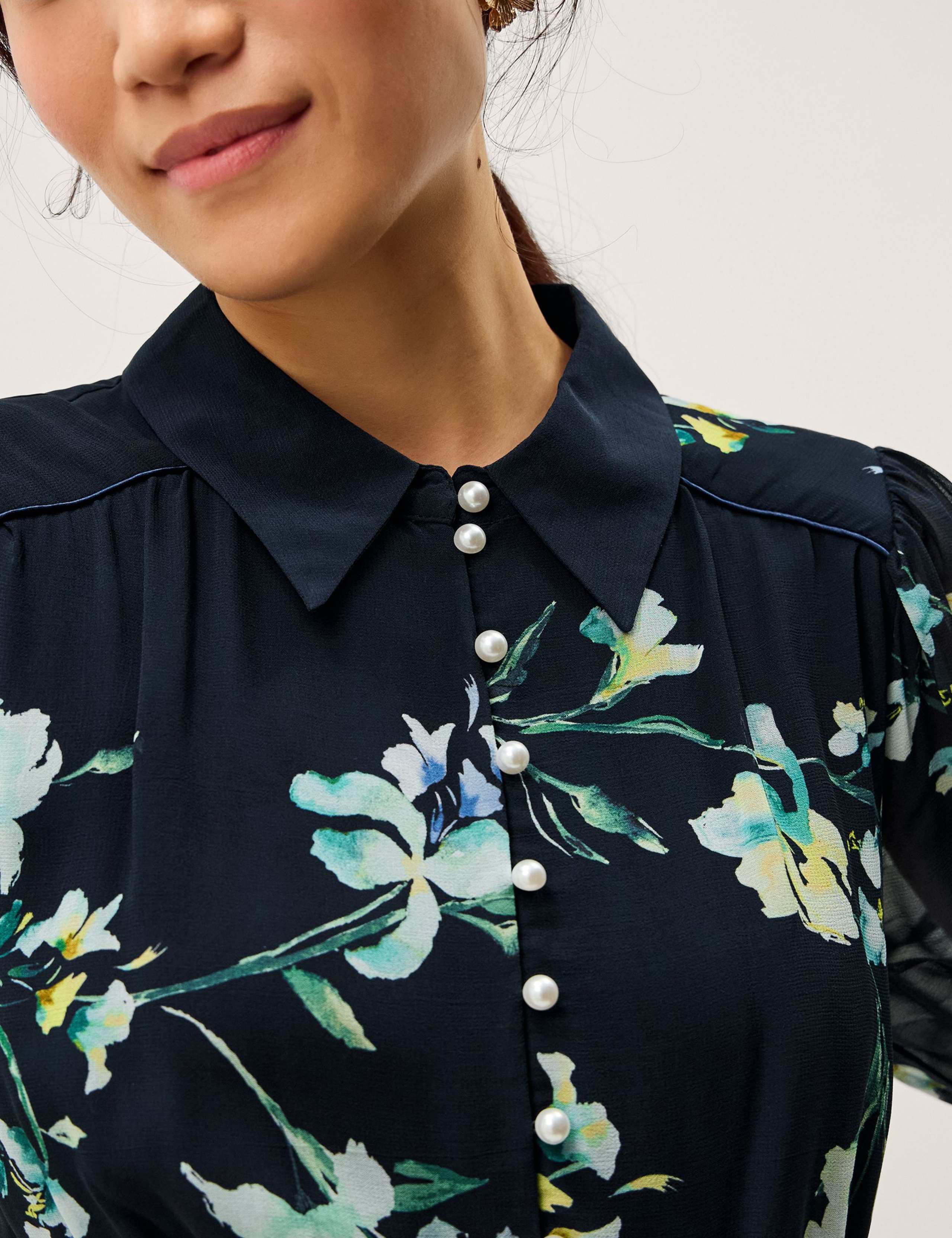 Floral Button Front Midi Tea Dress 4 of 4