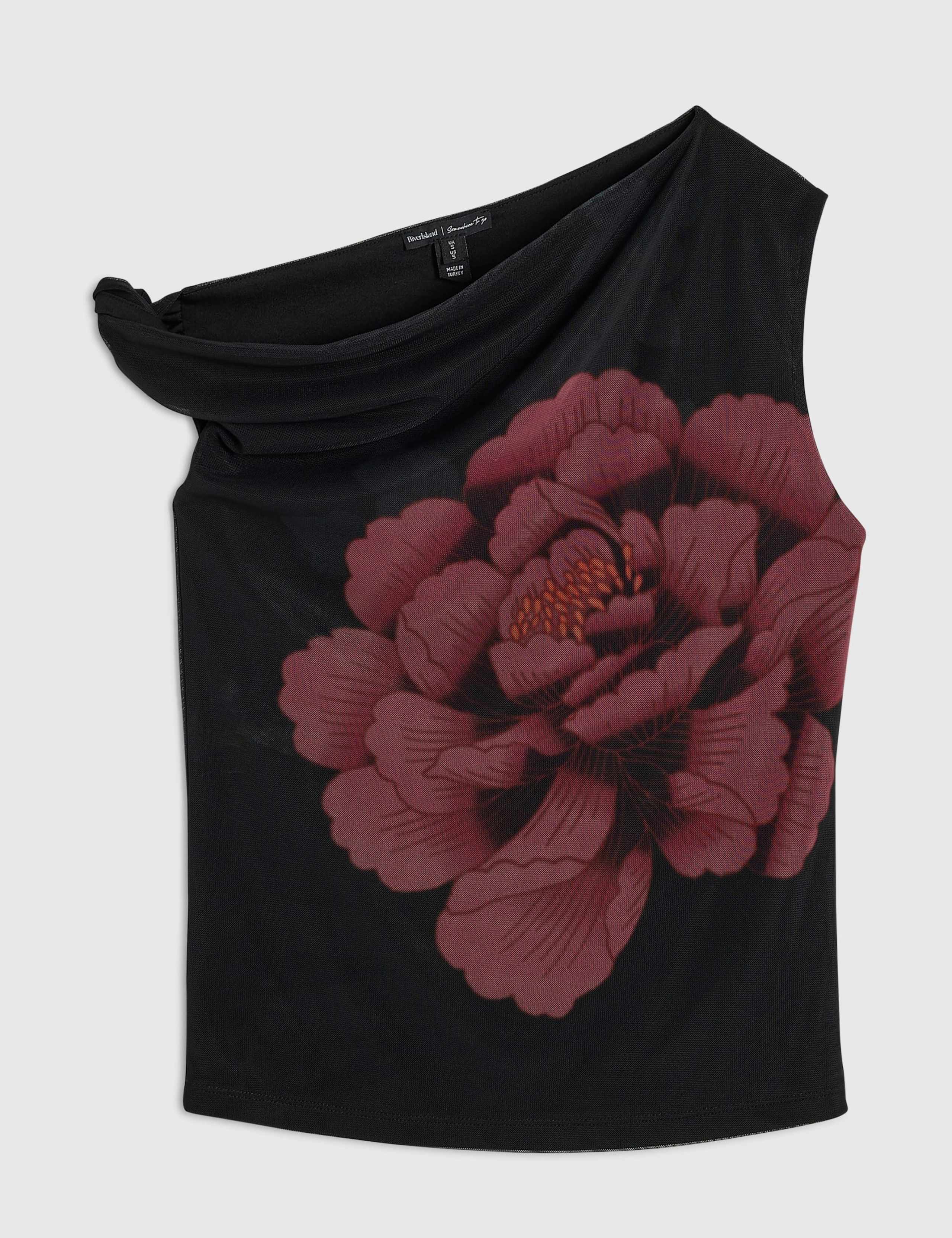 Floral Mesh Draped Off The Shoulder Top 5 of 6