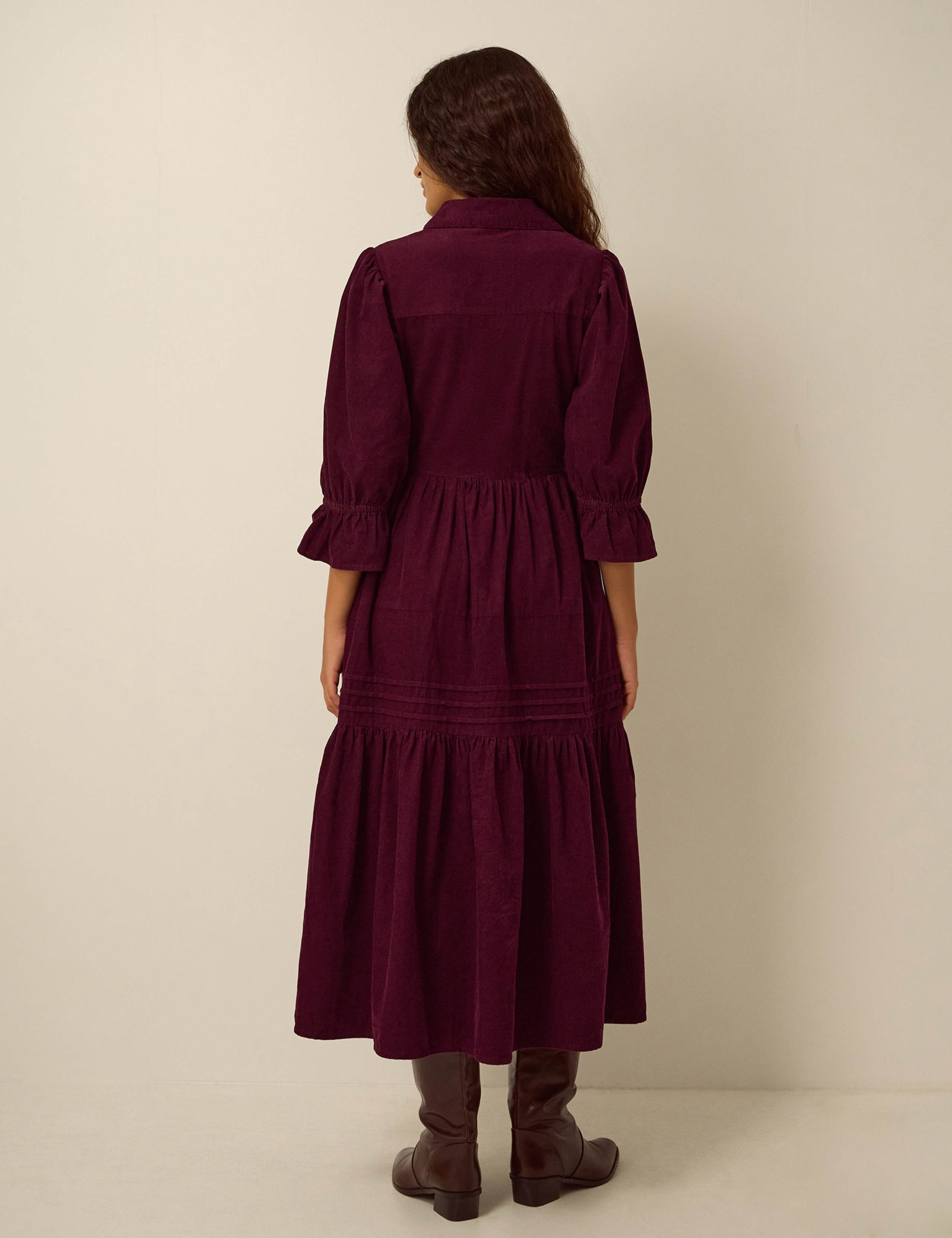 Cotton Collared 3/4 Sleeve Shirt Dress 2 of 4
