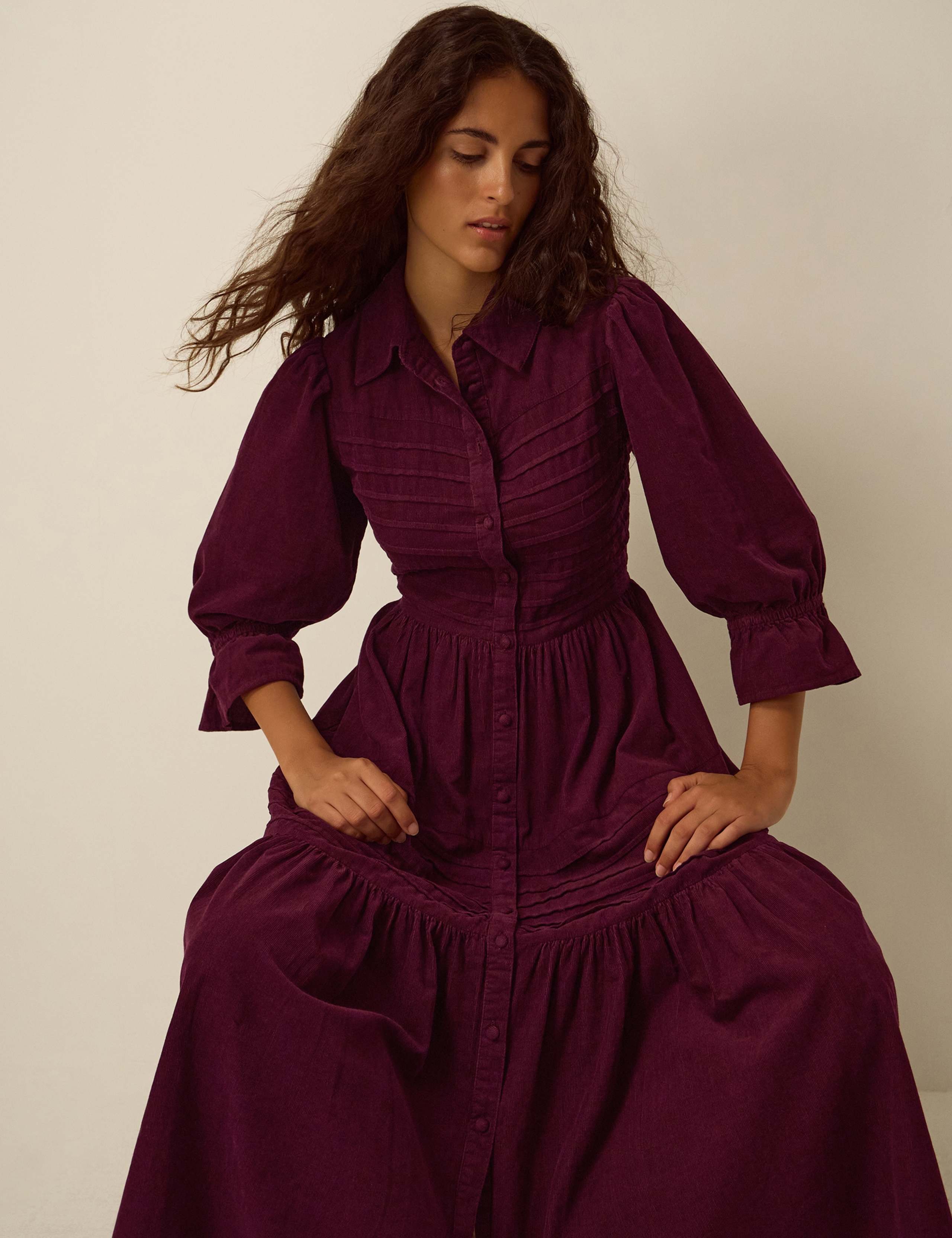 Cotton Collared 3/4 Sleeve Shirt Dress 3 of 4