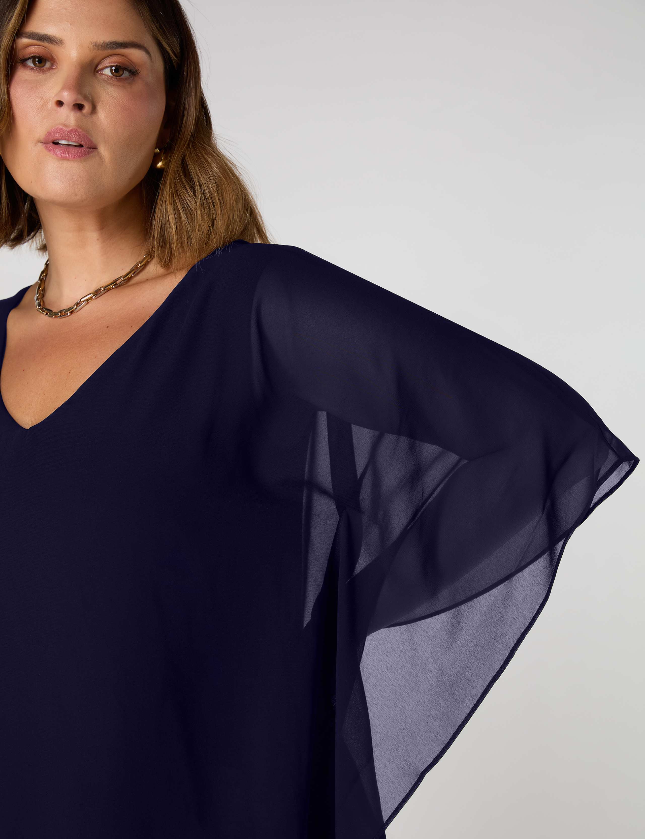 Chiffon Overlay V-Neck Top 3 of 4