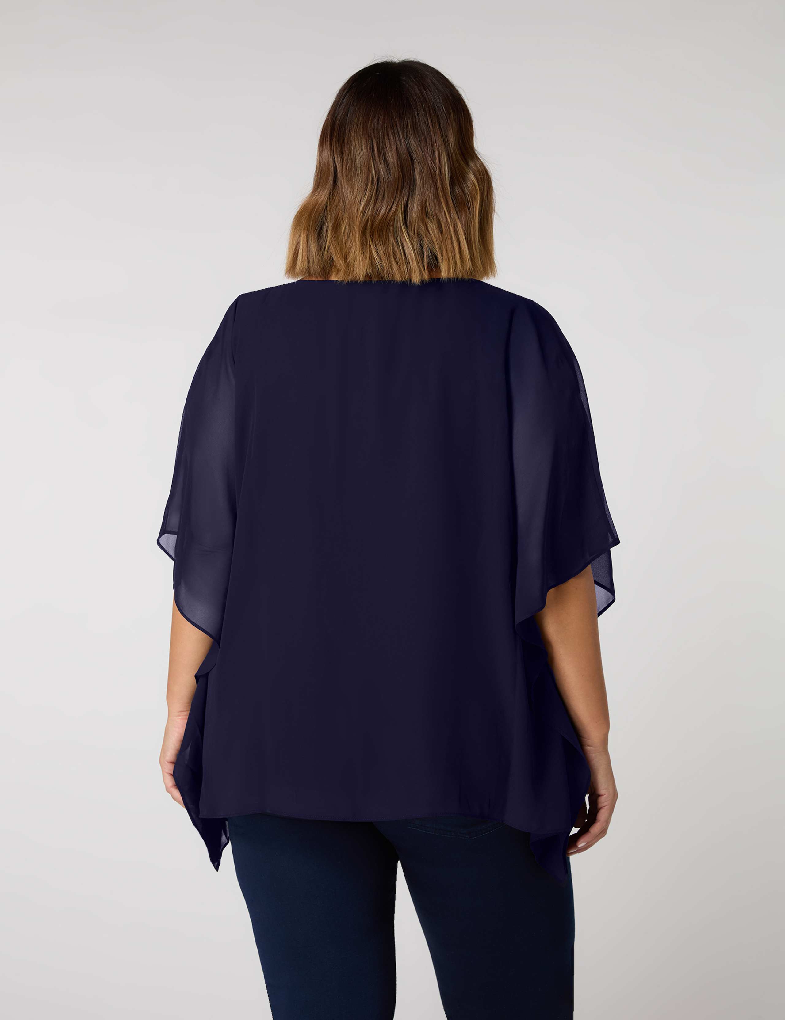 Chiffon Overlay V-Neck Top 4 of 4