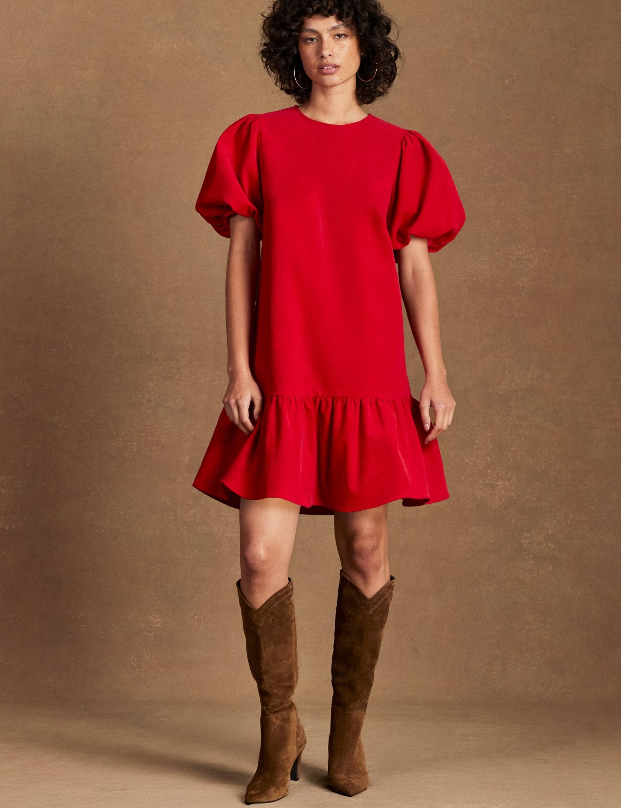 Corduroy Round Neck Mini Smock Dress 1 of 4